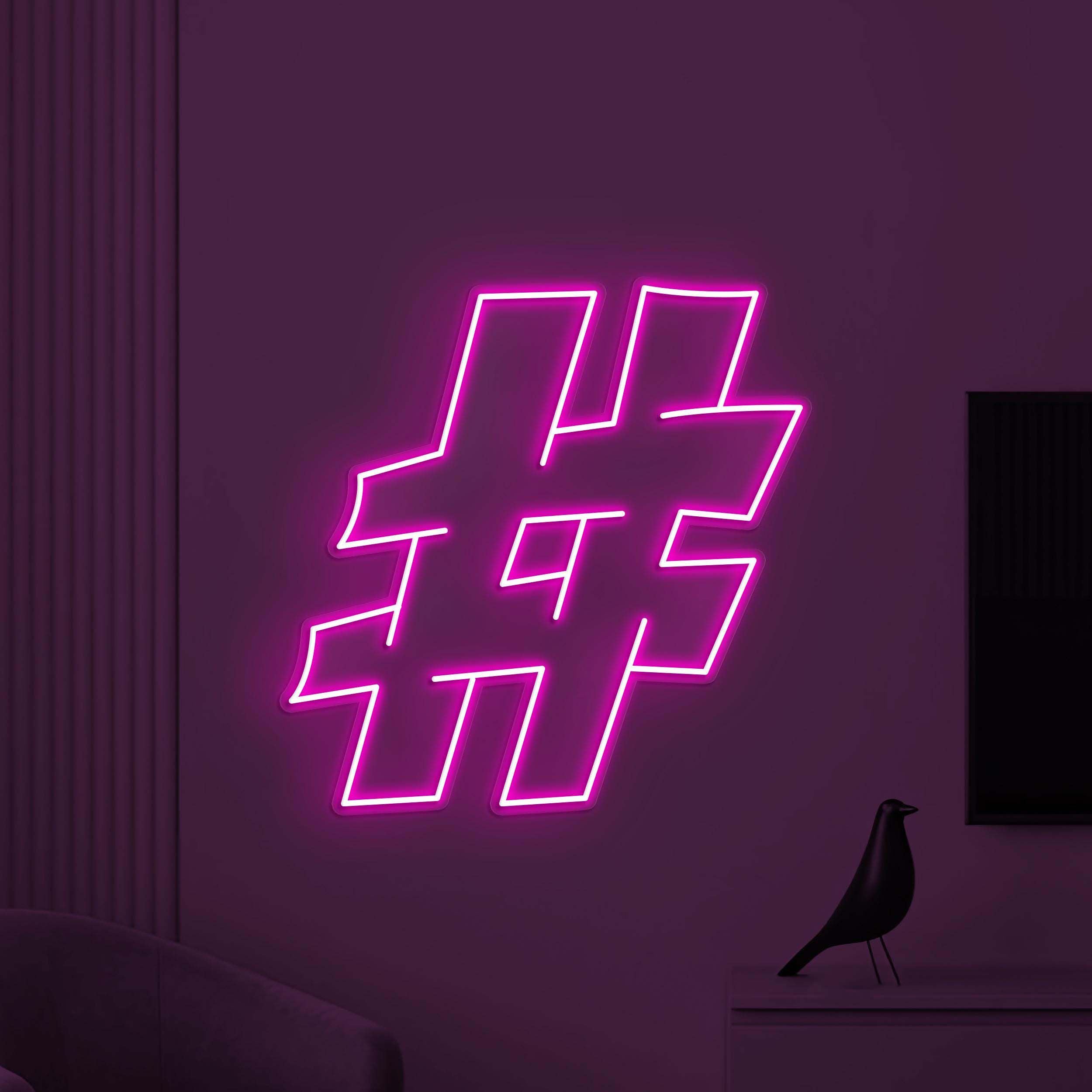 Hashtag Neon Sign, Hashtag LED Light, Social Media Wall Decor, Socialite Neon Art, Personalized Sign, Office Neon Light, Trending Now Sign