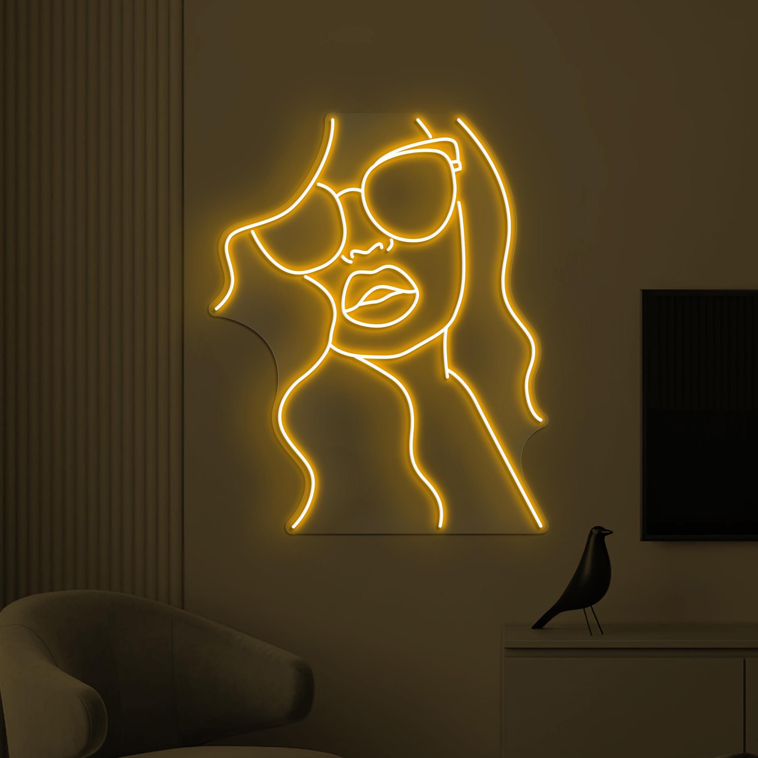 Girl With Glasses Neon Sign, Girl With Glasses LED Light, Beauty Girl Wall Decor, Girl Room Wall Art, Glam Neon Light, Salon Neon Decor