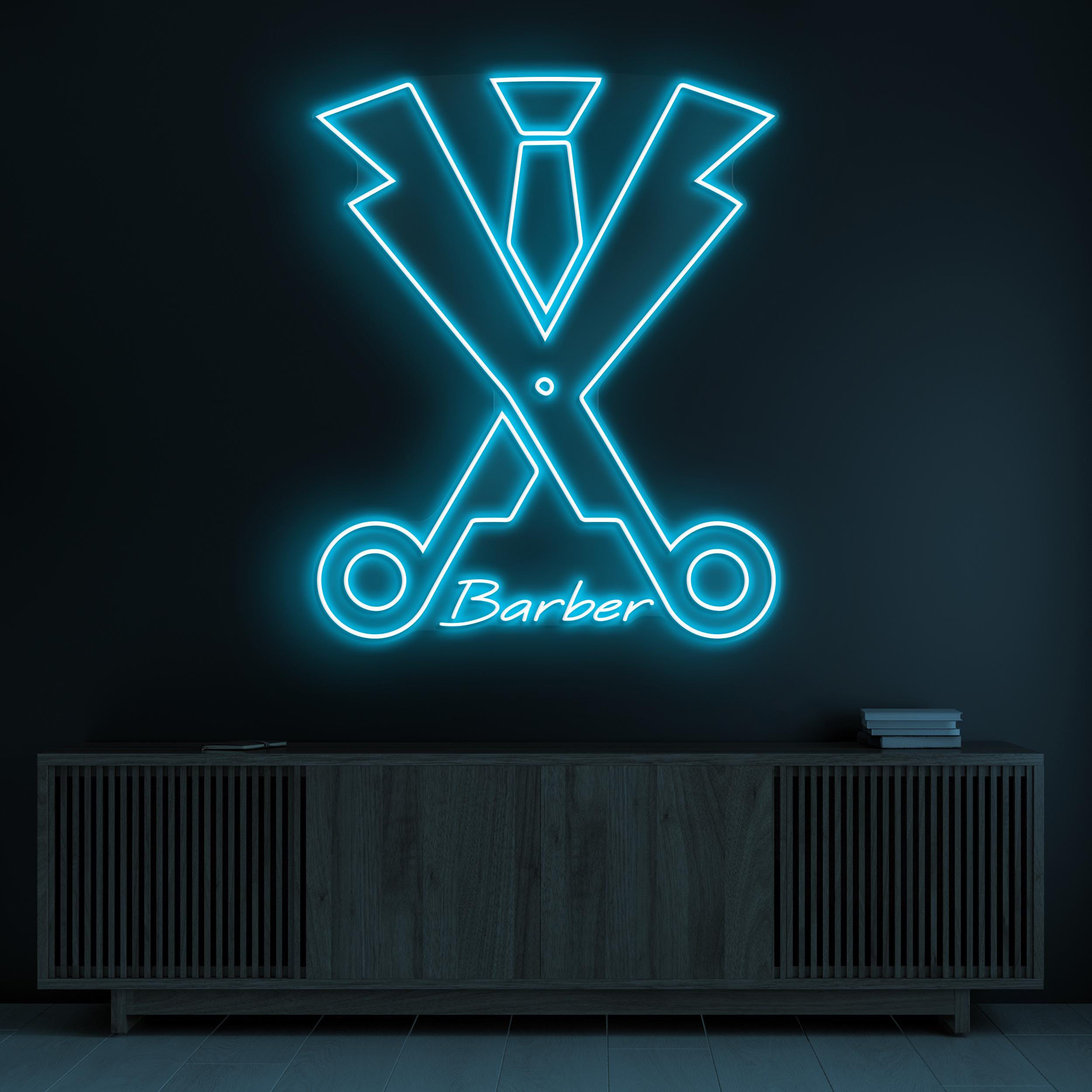 Barber Neon Sign, Barber LED Light, Barber Shop Wall Decor, Suit Scissors Neon Light, Barber Suit Neon Art, Dapper Cut Decor, Custom Sign