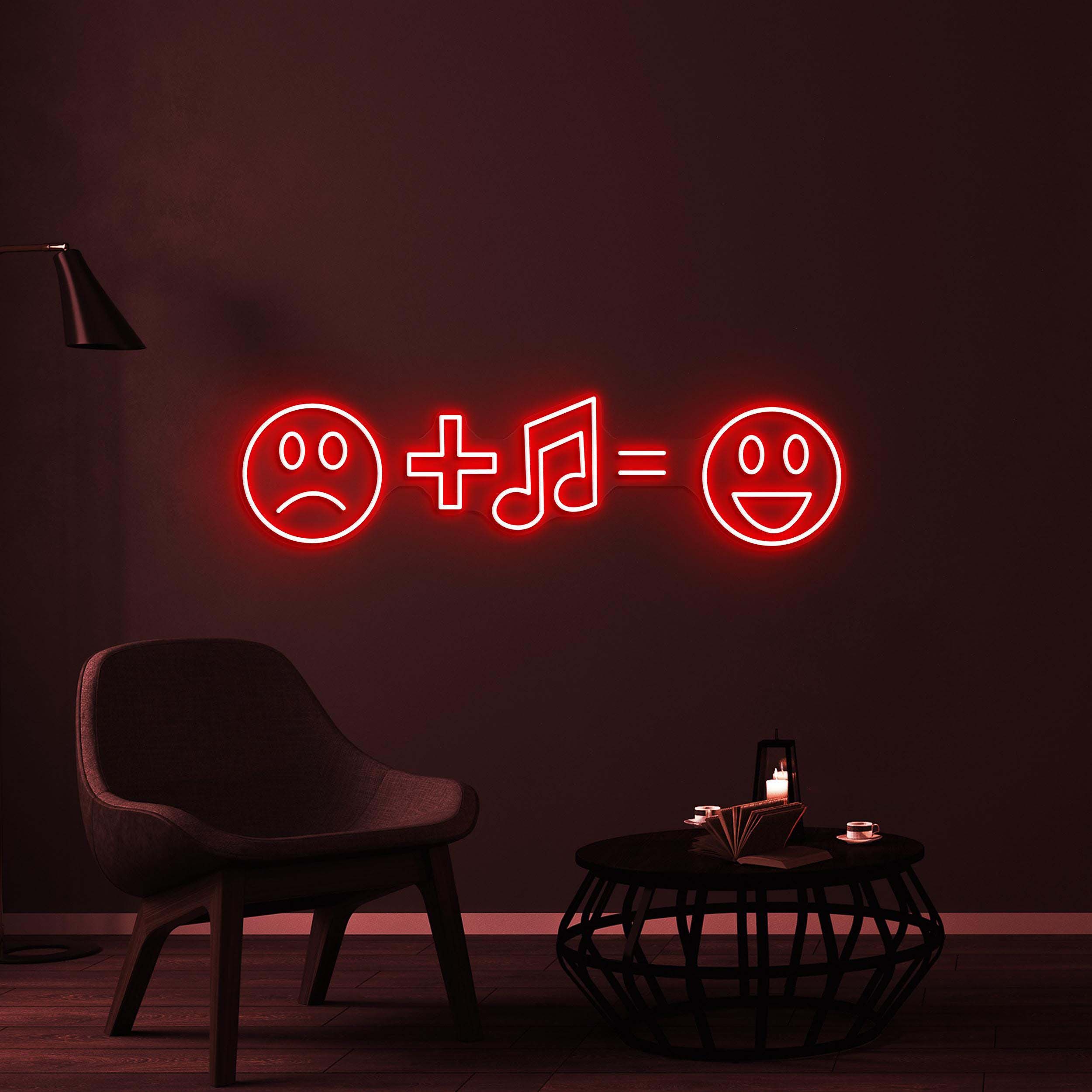Emoji With Music Neon Sign, Music is the Answer LED Sign, Music Room Wall Decor, Sad and Happy Wall Art, Home Neon Light, Music Club Led Art