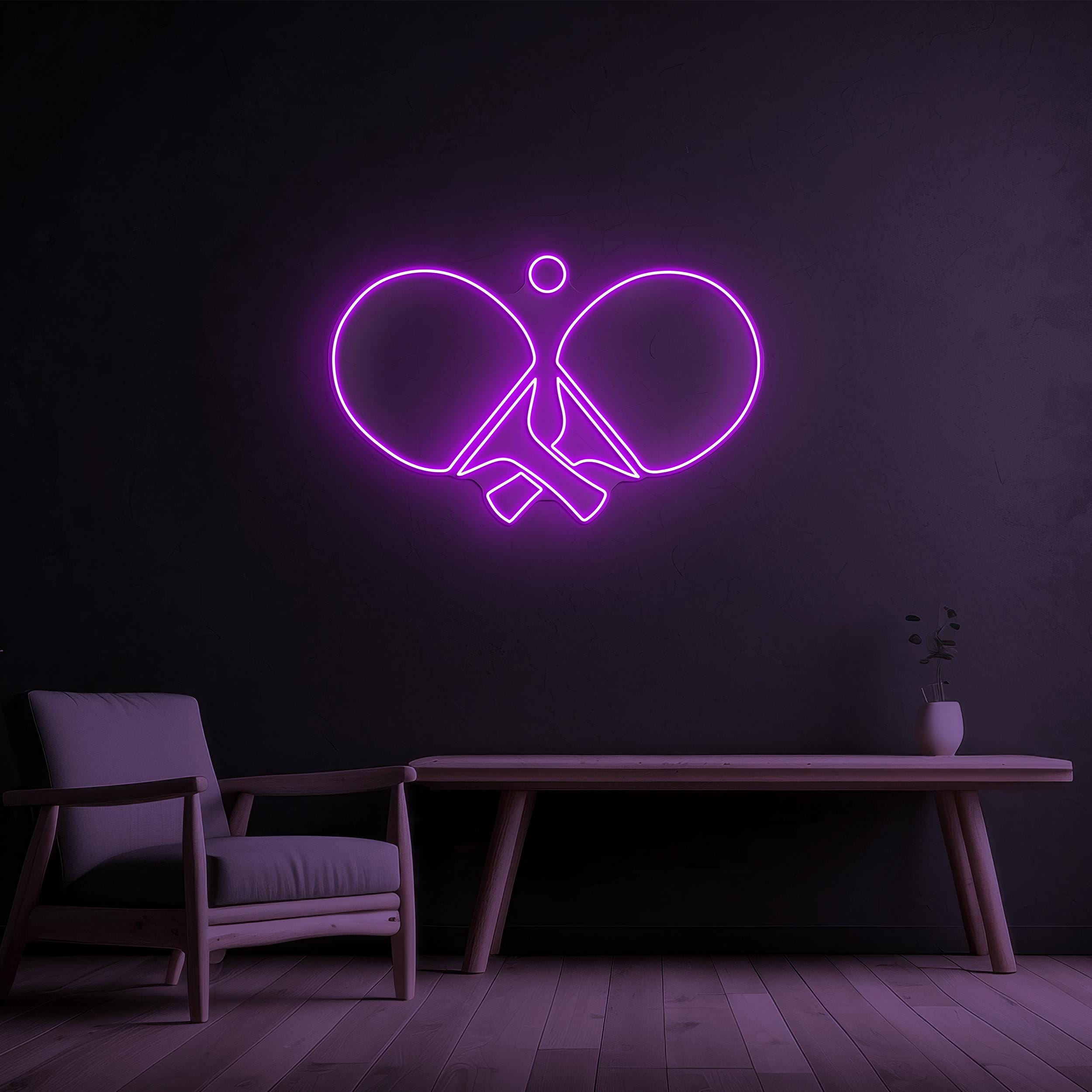 Ping Pong Paddles Neon Sign, Ping Pong Paddles LED Light, Paddles Ball Wall Decor, Table Tennis Ball Art, Ping Pong Lover Gift, Home Decor