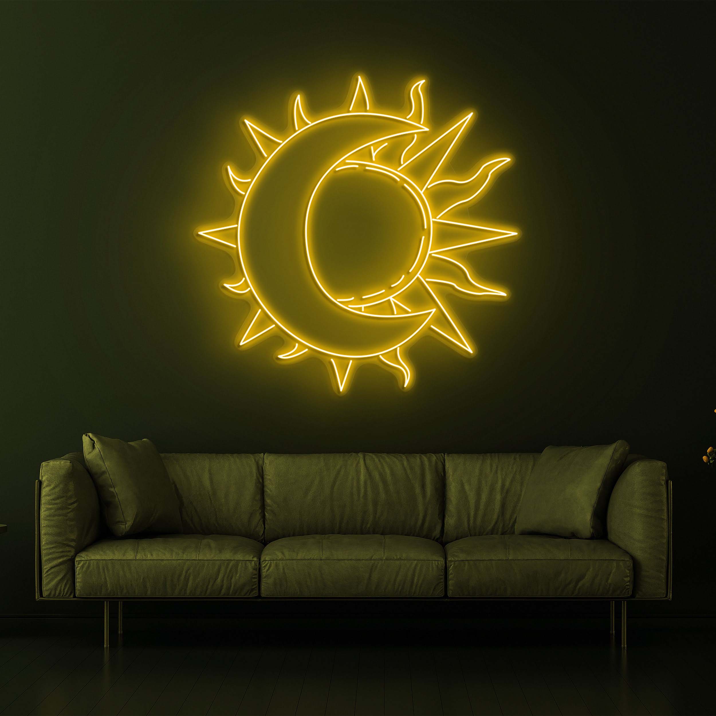 Moon and Sun Neon Sign, LED Night Light, Half Sun and Half Moon Art, Neon Wall Decor for Bedroom, Home, and Bar, LED Neon Light, Gift Idea
