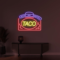 Taco Neon Sign, Taco LED Light, Taco Hat Wall Art, Mexican Wall Art, Home Wall Decor, Restaurant Mexican Light, Kitchen Wall Sign, Taco Art