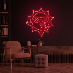Sun Eating Ice Cream Neon Sign, Sun Eating Ice Cream LED Neon Art, Ice Cream Shop Decor, Business Logo Light, Gift for Ice Cream Lover, Gift