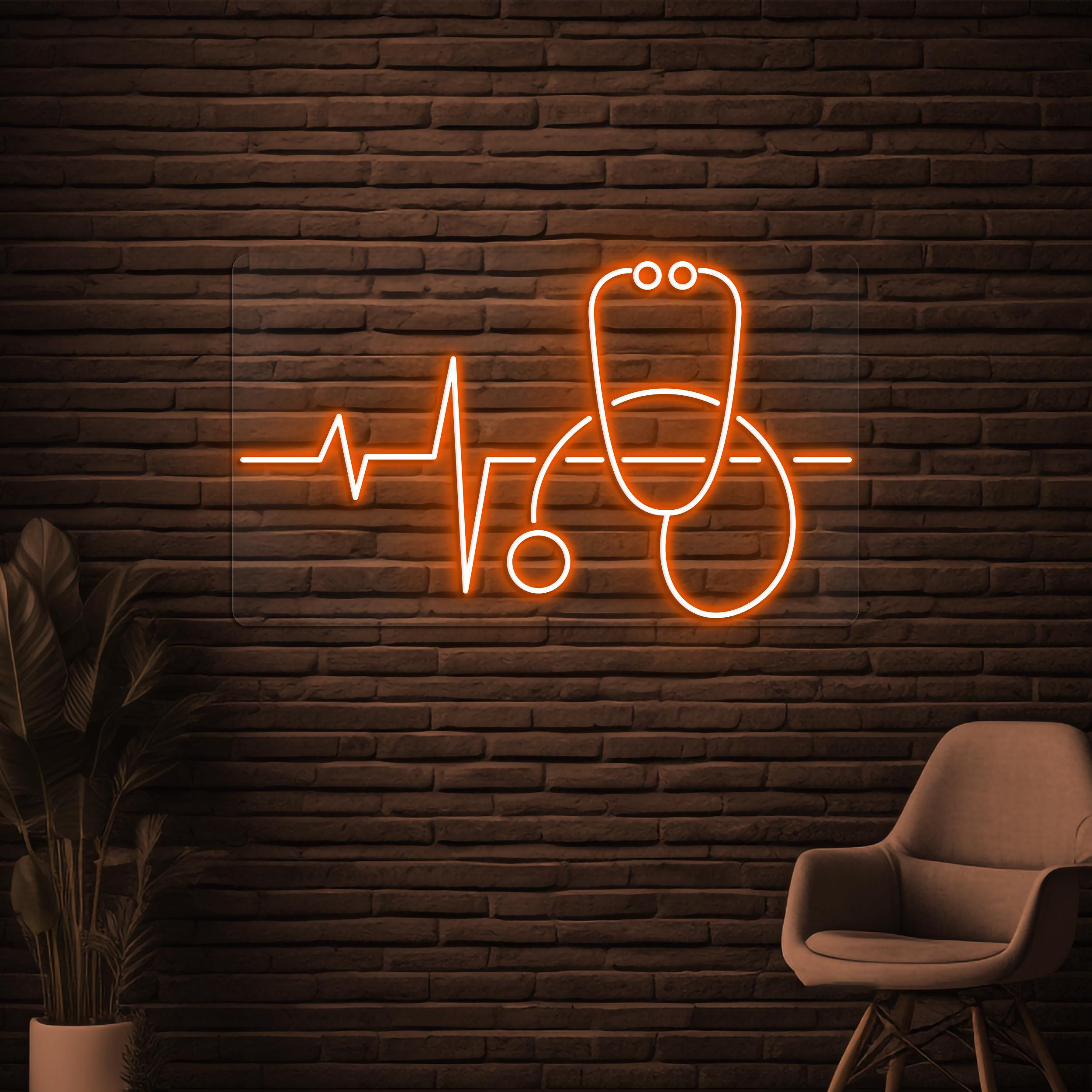 Stethoscope Neon Sign, Stethoscope Heartbeat LED Light, Hospital Wall Decor, Heartbeat Neon Art, Medical Room Wall Light, Doctor Office Sign