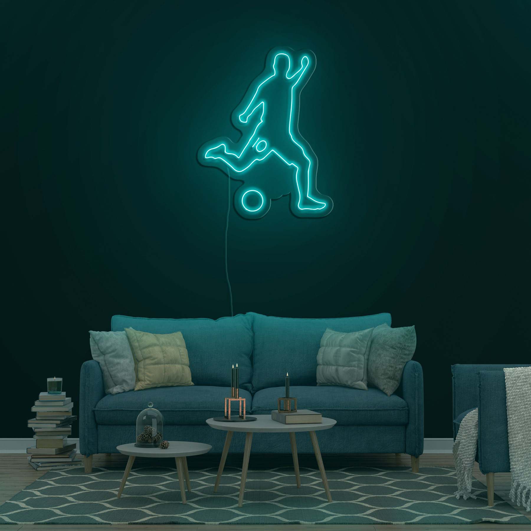 Soccer Player Neon Sign, Soccer Ball LED Light, Football Sports Decor, Soccer Neon Wall Art for Bedroom, Game Room, Man Cave, Athletic Vibes