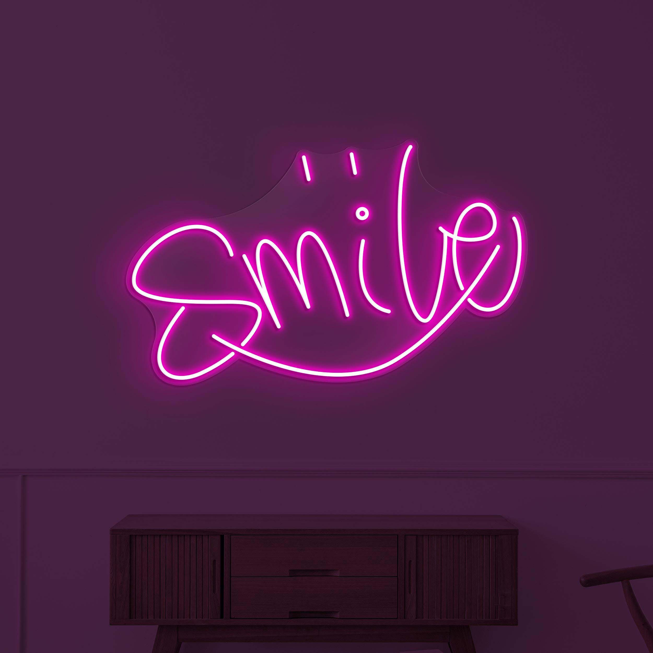 Smile Neon Sign, Smile LED Light, Happy Vibes Wall Decor, Smile Logo Wall Art, Decor for Home, Kids Room & Party, Happy Vibes Neon Sign