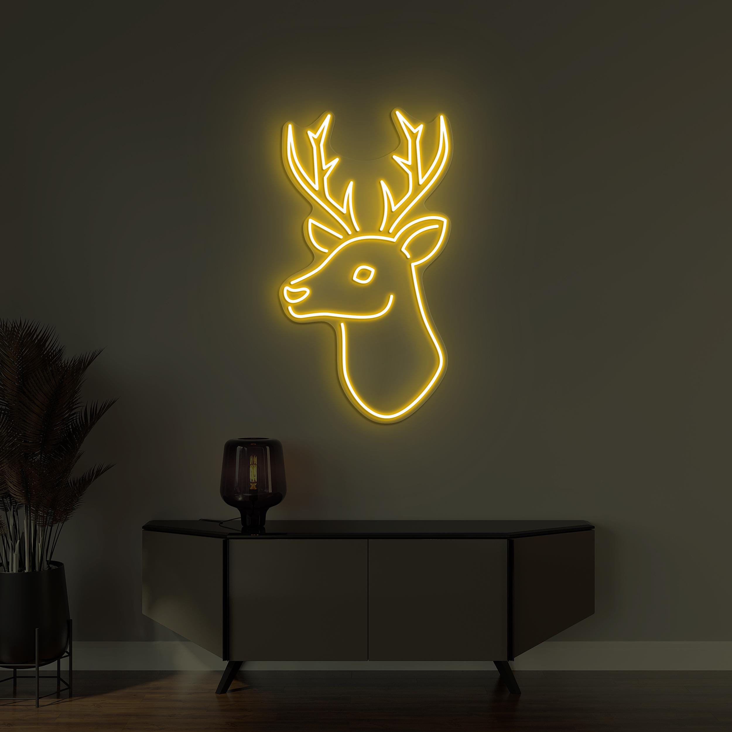 Deer Neon Sign, Deer LED Light, Deer Head Wall Decor, Deer Long Horn Wall Art, Deer Lover Gift, Zoo Neon Light, Animal Shop Neon Decor