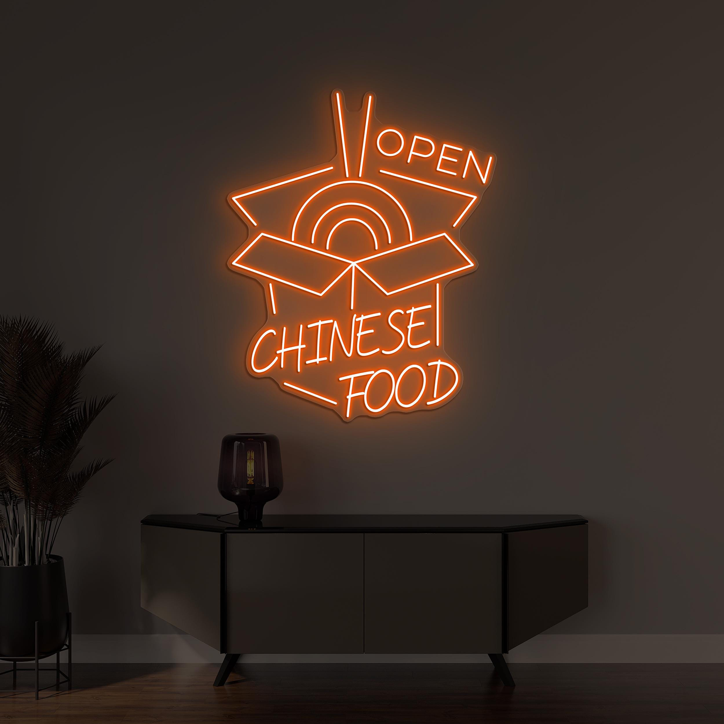 Chinese Food Open Neon Sign, Chinese Food Open LED Light, Restaurant Wall Decor, Chinese Food Wall Decor, Custom Neon Sign, Food Lover Art
