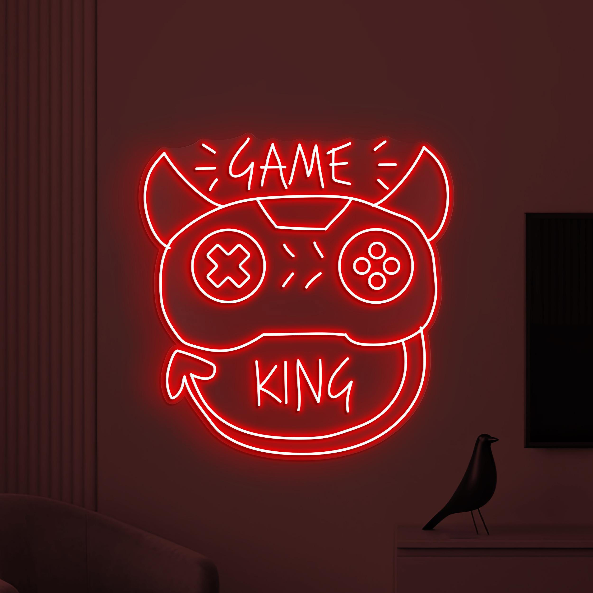 Game King Neon Sign, Game King LED Light, Game Controller Wall Decor, Devil Game Controller Art, Game Room Neon Light, Gaming Zone Decor