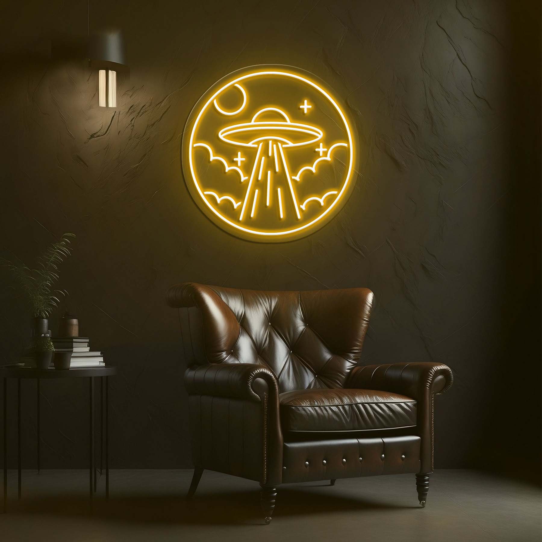 UFO Neon Sign, Ufo Alien Spaceship led Wall Art, UFO Room Decor for Game Room, Man Cave, Sci-Fi Lovers, UFO Neon Light for Party and Room