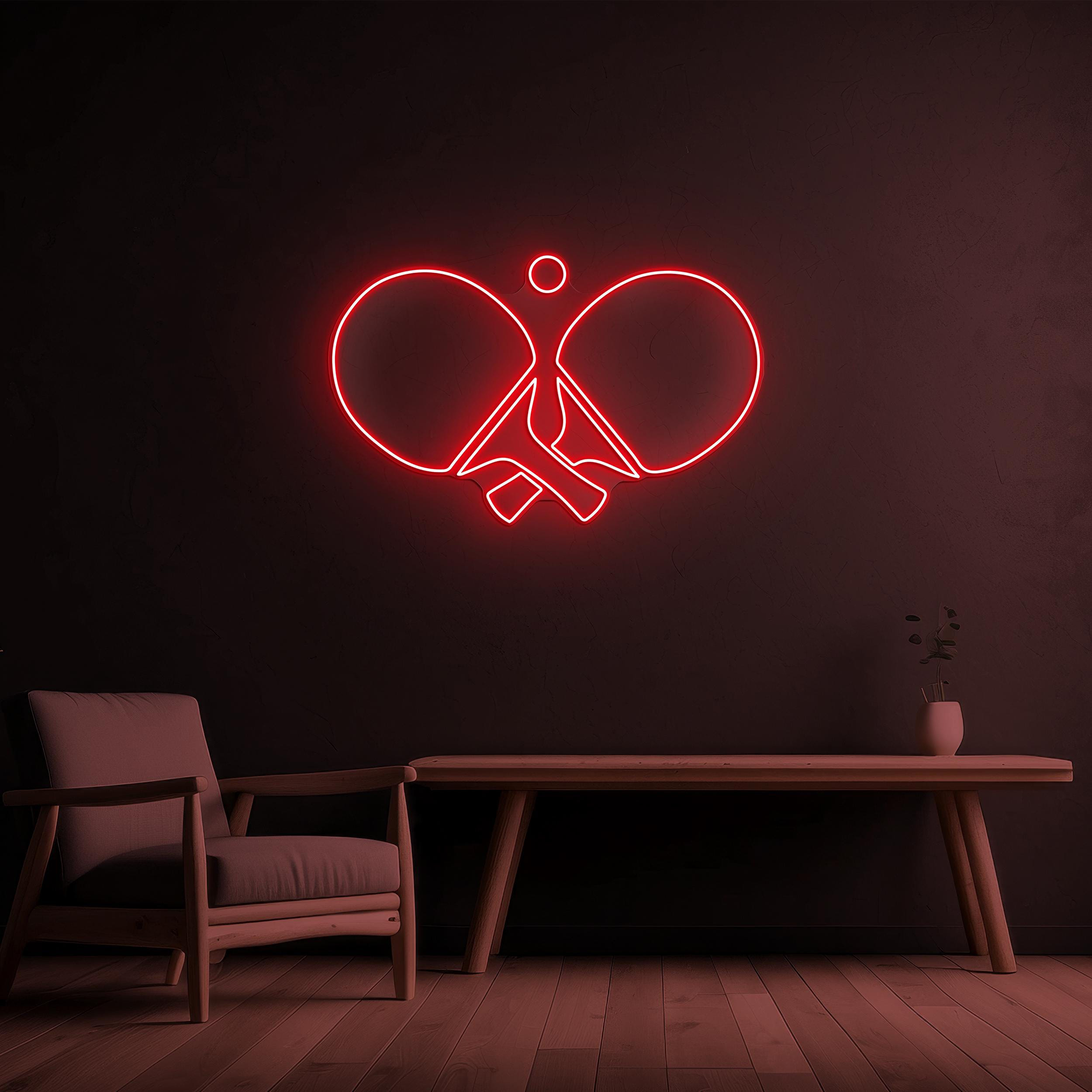 Ping Pong Paddles Neon Sign, Ping Pong Paddles LED Light, Paddles Ball Wall Decor, Table Tennis Ball Art, Ping Pong Lover Gift, Home Decor