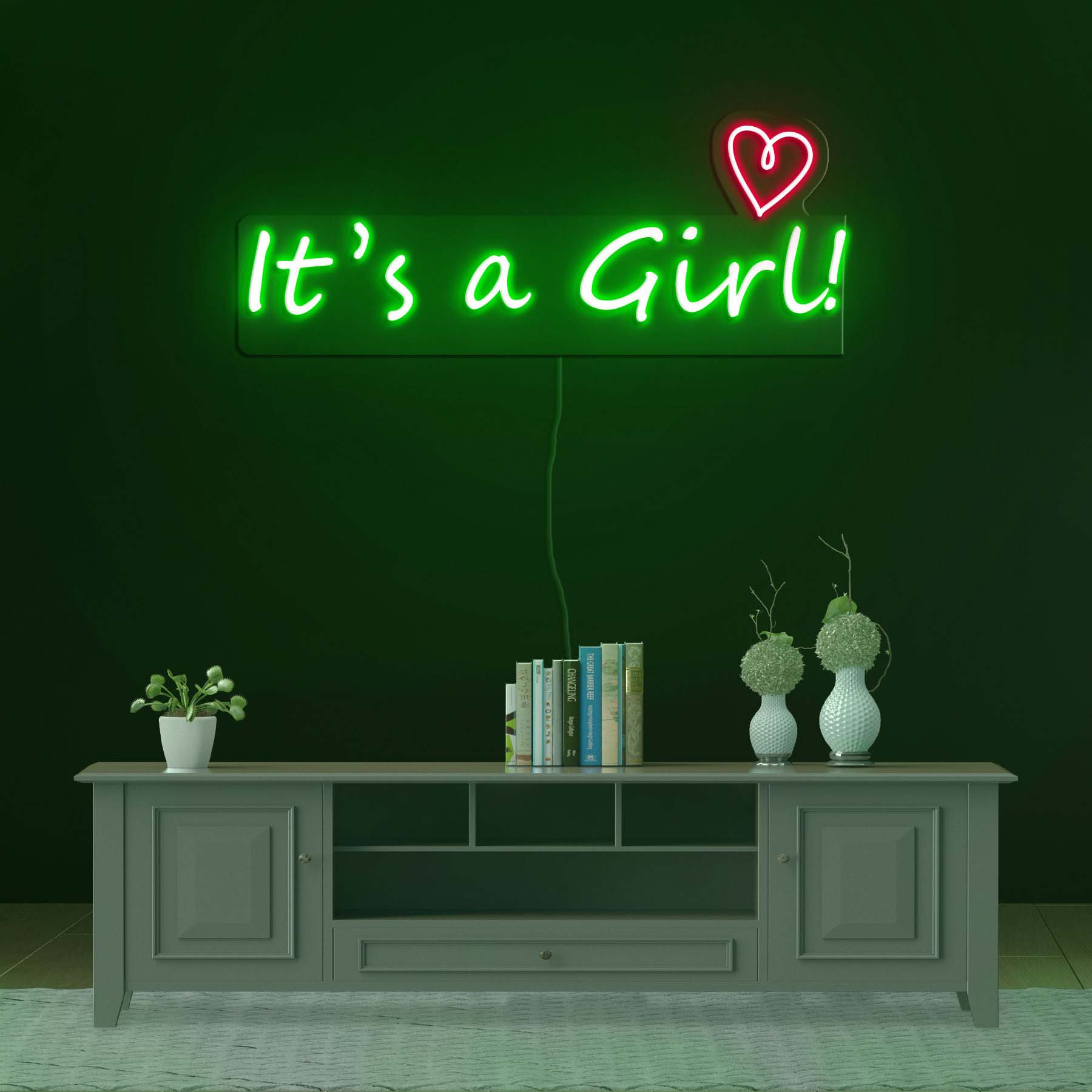 It's a Girl Neon Sign, Baby Shower Decor and Gift, Nursery Wall Art, Personalized LED Neon Light for Birthday Party, Baby Room Decor
