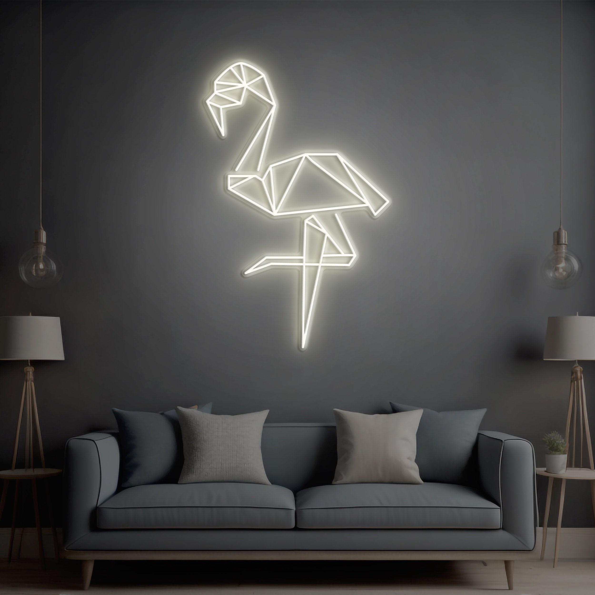 Flamingo Neon Light, Flamingo Neon Signs, Flamingo Decor for Bedroom and Home decor,Geometric Flamingo Light,Tropical Vibes, Home or Parties