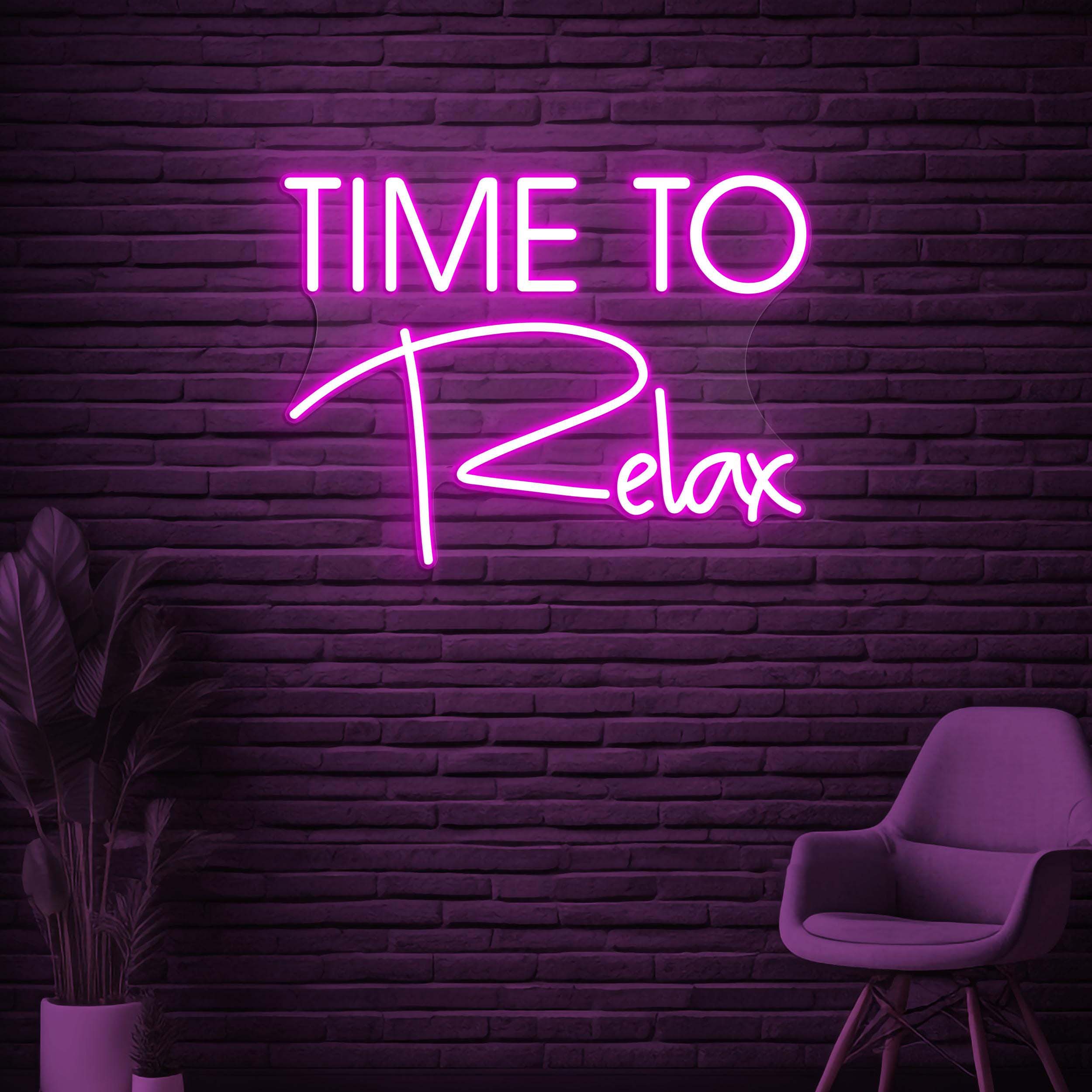 Time to Relax Neon Sign, Time to Relax LED Light, Lounge Wall Decor, Home Wall Art, Bedroom Led Sign, Relaxation Mode Sign, Chill Vibes Art