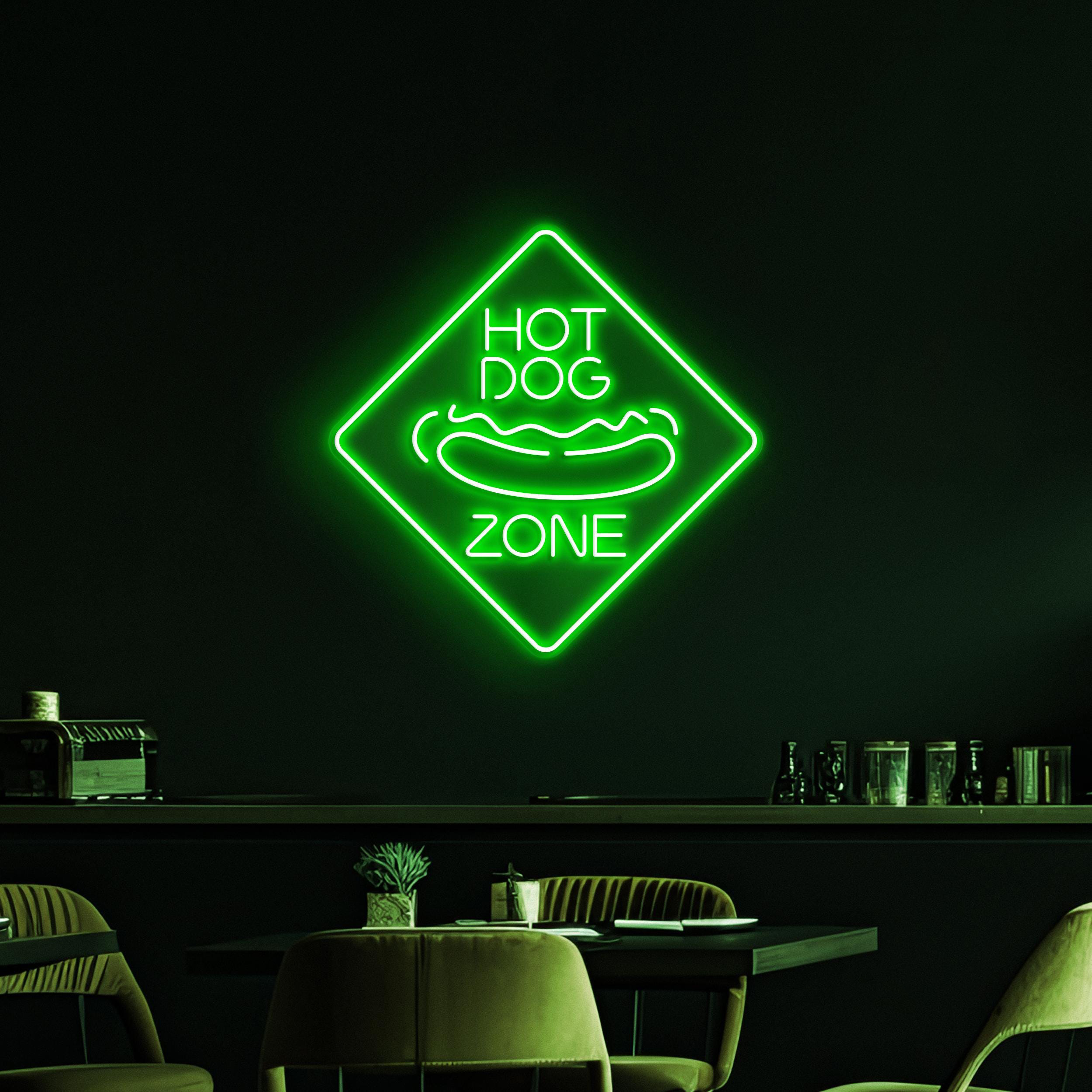 Hot Dog Zone Neon Sign, Hot Dog Zone LED Light, Fast Food Area Wall Decor, Party Neon Sign, Gift For Hot Dog Lovers, Restaurant Neon Light