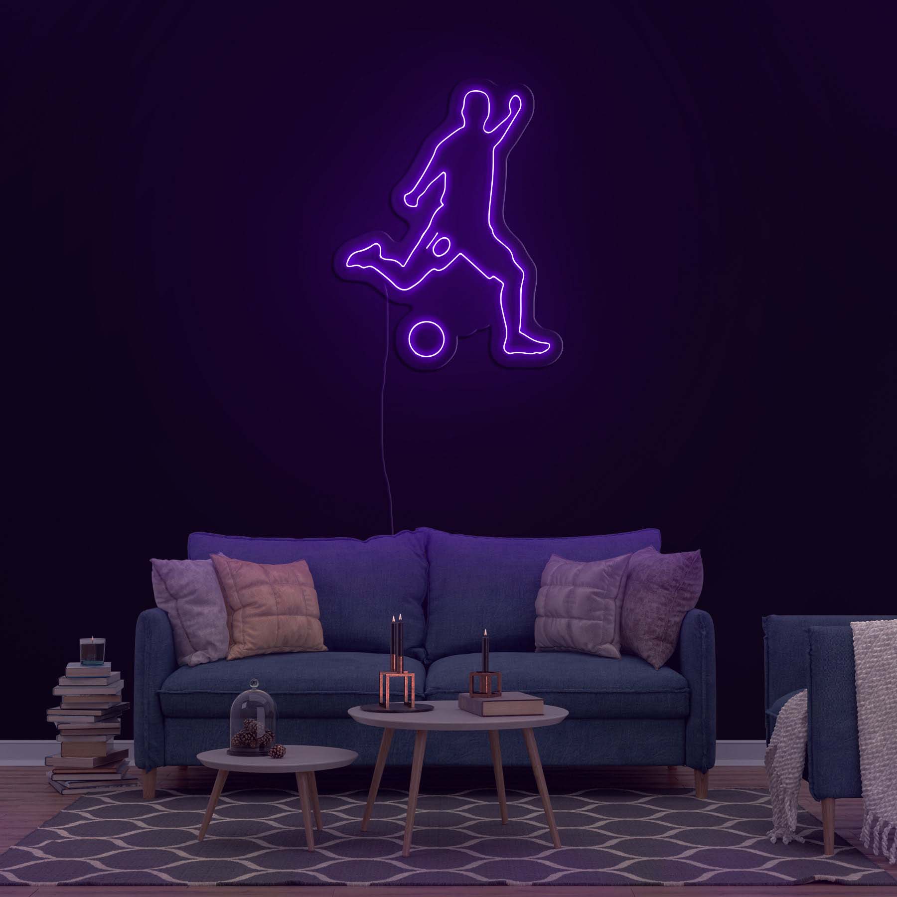 Soccer Player Neon Sign, Soccer Ball LED Light, Football Sports Decor, Soccer Neon Wall Art for Bedroom, Game Room, Man Cave, Athletic Vibes