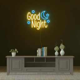 Good Night with Star and Moon Neon Sign, Dreamy Wall Decor for Bedroom, LED Nightlight, Bedroom Decor, Wedding Gift, Moon Night Light