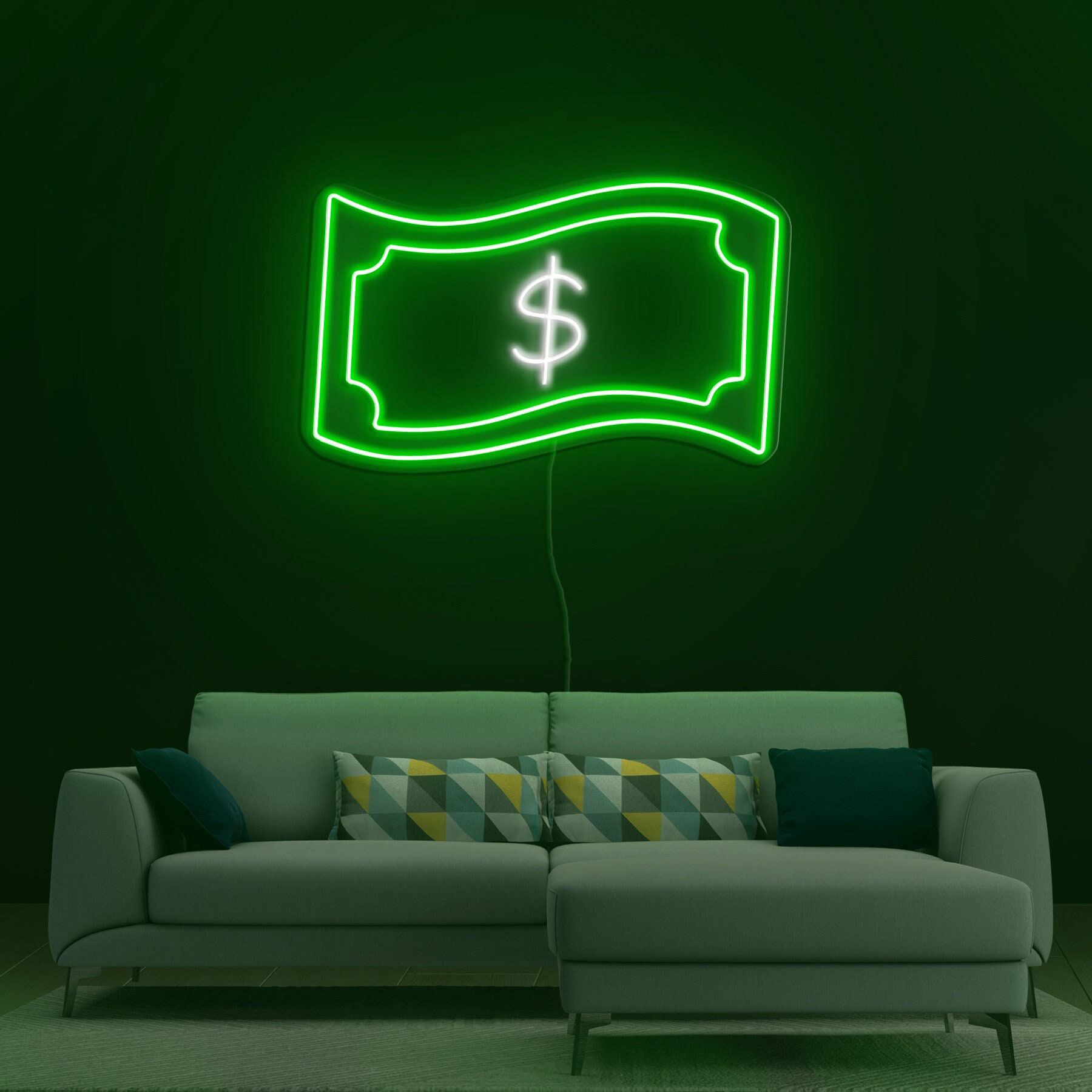 Dollar Neon Sign, LED Wall Decor for Bedroom or Bar, Money Neon Art, Custom Dollar Sign, Cash-Themed Wall Art, Gift for Him, Neon Light Sign