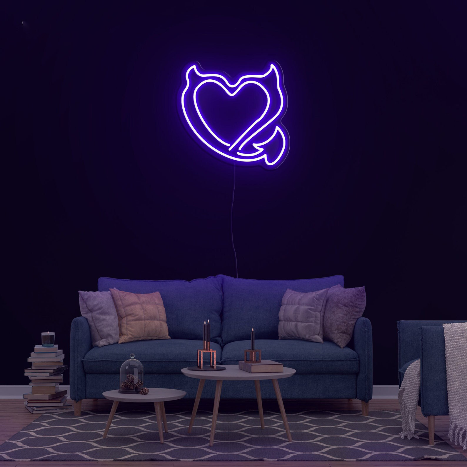 Devil Heart Neon Sign, Devilish Heart Wall Light, Heart Neon Sign, Heart Neon Lights for Bedroom, Wedding, Kids Room, Gift for Heart Lovers