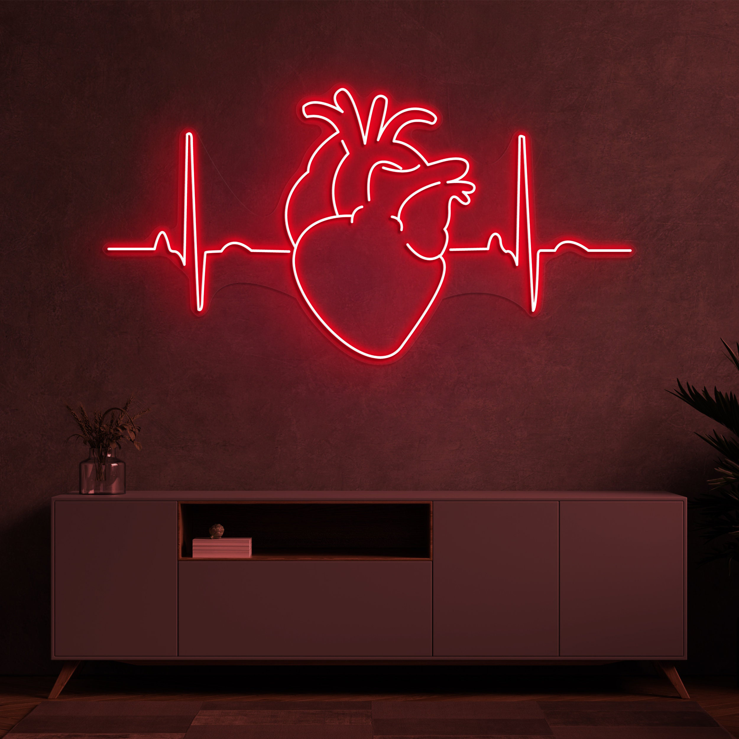 Heartbeat Neon Sign, Heart Pulse Neon Light, LED Heart Art, Heart Neon Art, Wall Decor, Neon Wall Art, Home Decoration, Heartbeat Neon Light