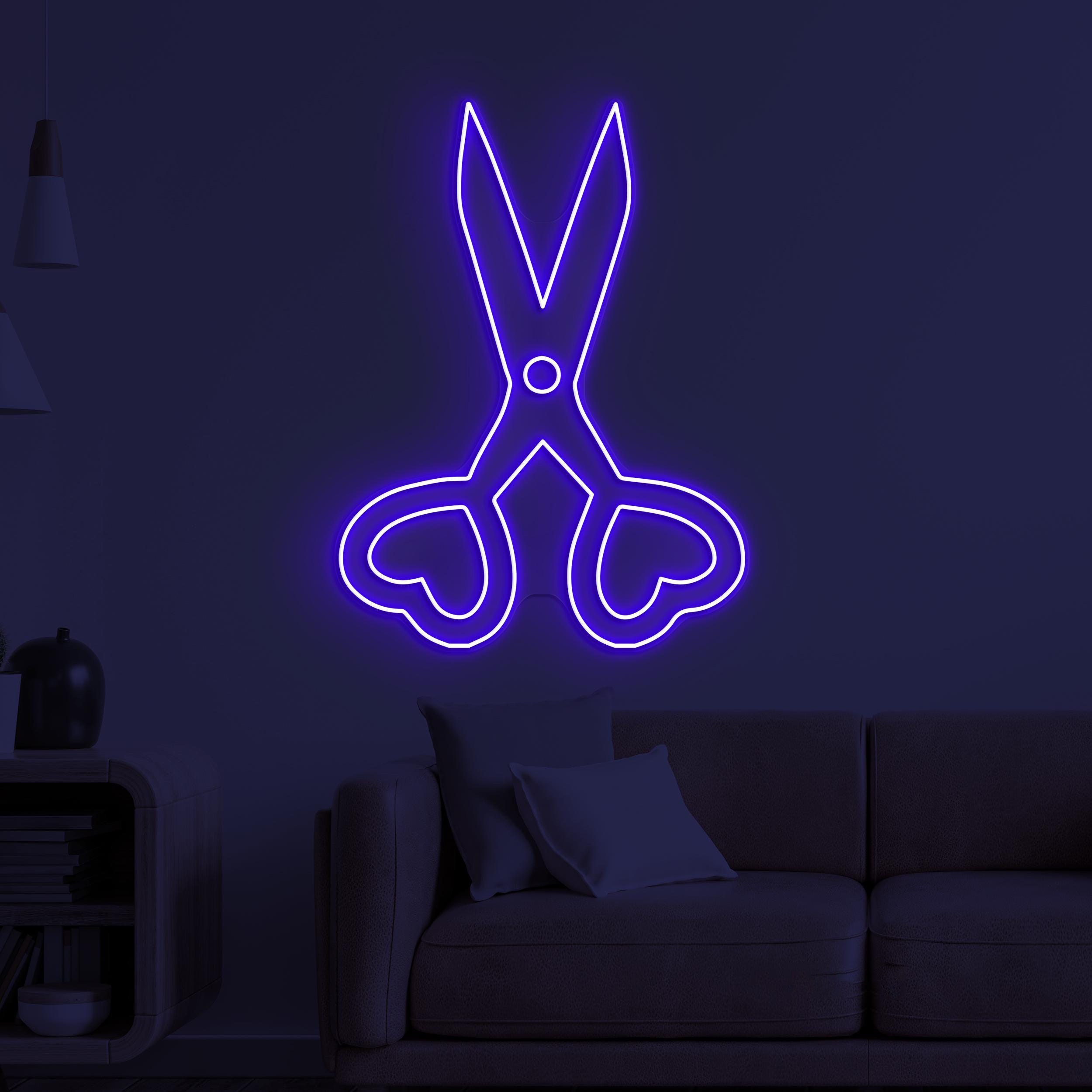 Scissor Neon Sign, Scissor LED Light, Barber Shop Wall Decor, Scissor Heart Neon Art, Barber Business Neon Light, Hairdressing Room Neon Art