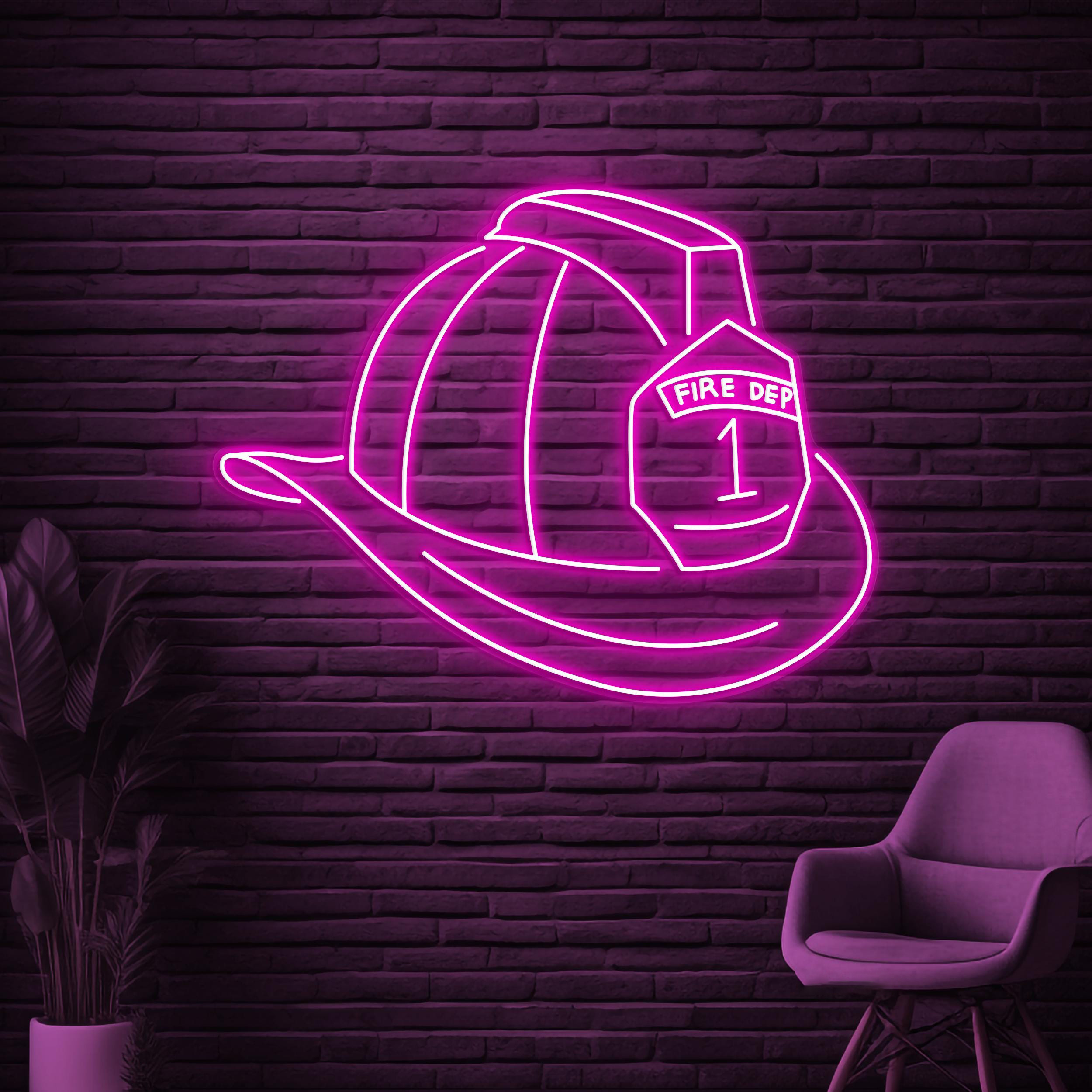 Firefighter Helmet Neon Sign, Firefighter Helmet LED Light, Rescue Room Decor, Fireman Wall Art, Firefighter Hat Sign, Fire Department Sign