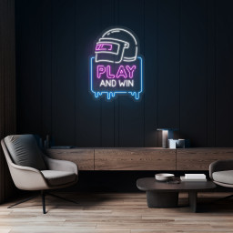 Play and WIN Neon Sign, LED Game Room Decor, Gaming Wall Art, Neon Light for Gamers, Gift for Players, Game Zone Wall Decor, Gift Idea, Sign