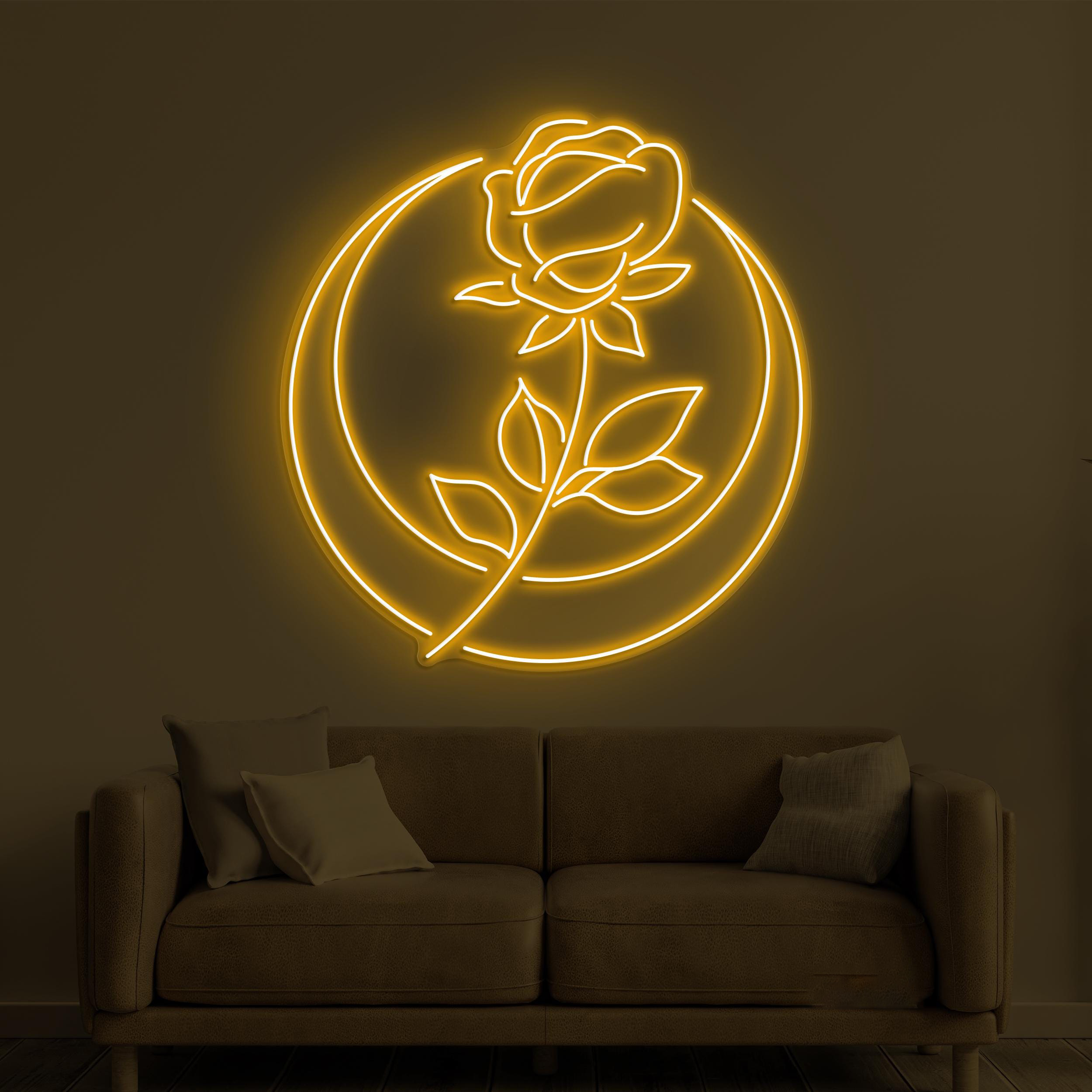 Moon Rose Flower Neon Sign, Moon Rose Flower LED Light, Flower Shop Wall Decor, Moon & Rose Wall Art, Wedding Party Decor, Moon Night Light
