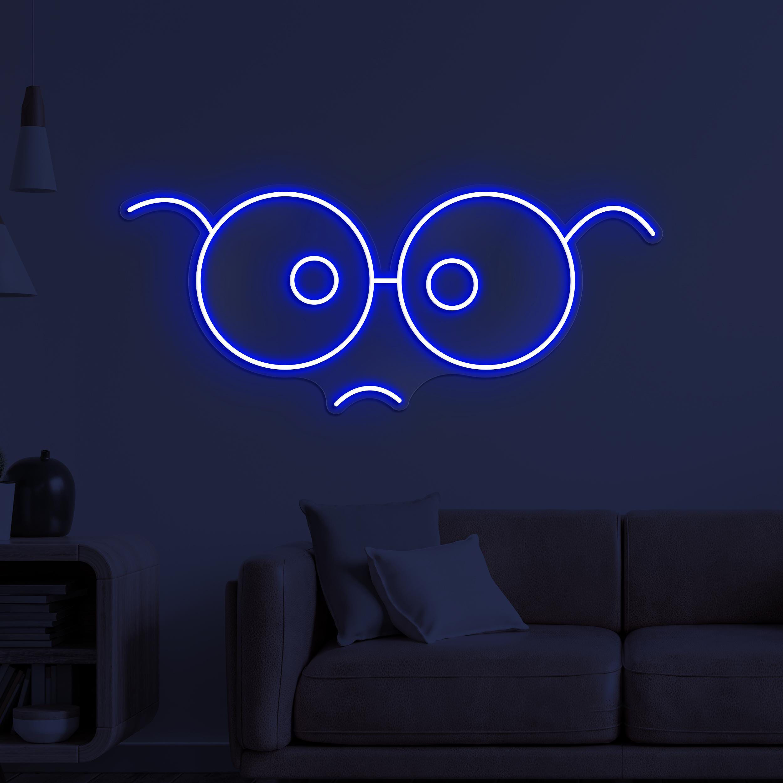 Glasses Face Neon Sign, Glasses Emoji LED Light, Sad Glasses Wall Decor, Led Neon Light, Kids Room Neon Sign, Glasses Shop Wall Decor, Gift