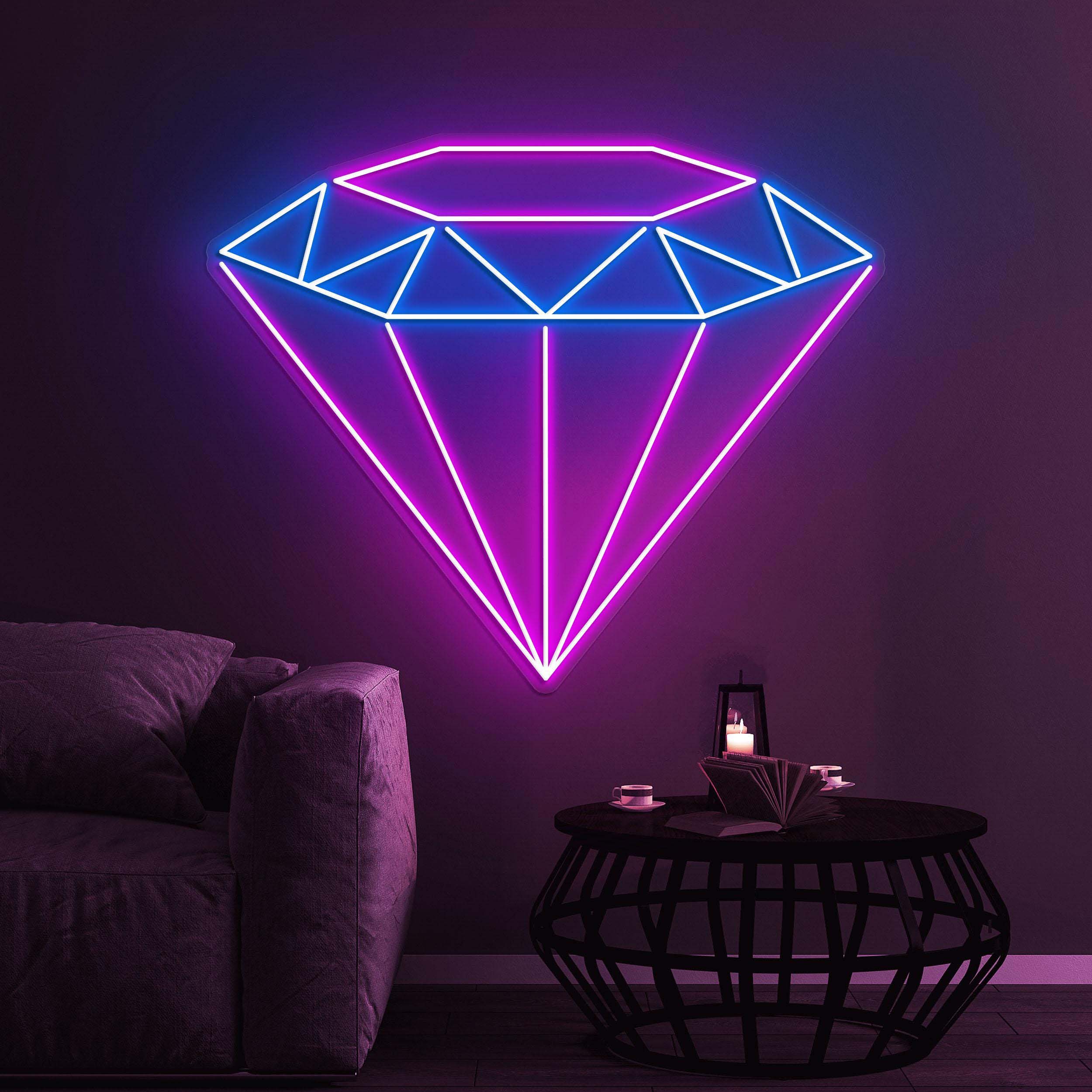 Diamond Neon Sign, Diamond led Wall Decor, Diamond LED Neon Art, Gem Glow Neon Sign, Home Wall Decor, Jewelry Store & Wedding Party Wall Art