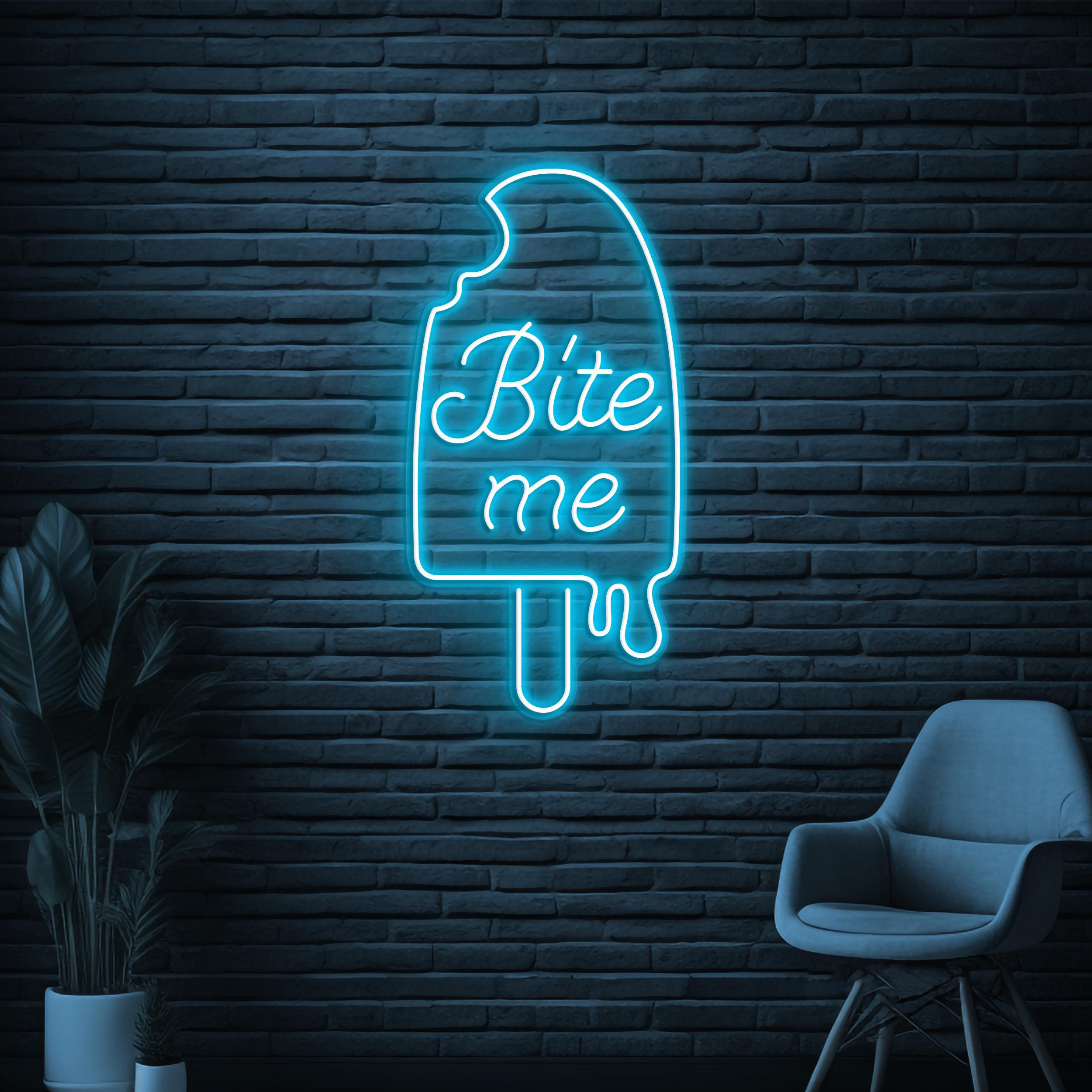 Bite Me Neon Sign, Bite Me LED Light, Ice-cream Wall Decor, Ice-cream Shop Wall Art, Custom Neon Sign, Popsicle Neon Sign, Popsicle Lover