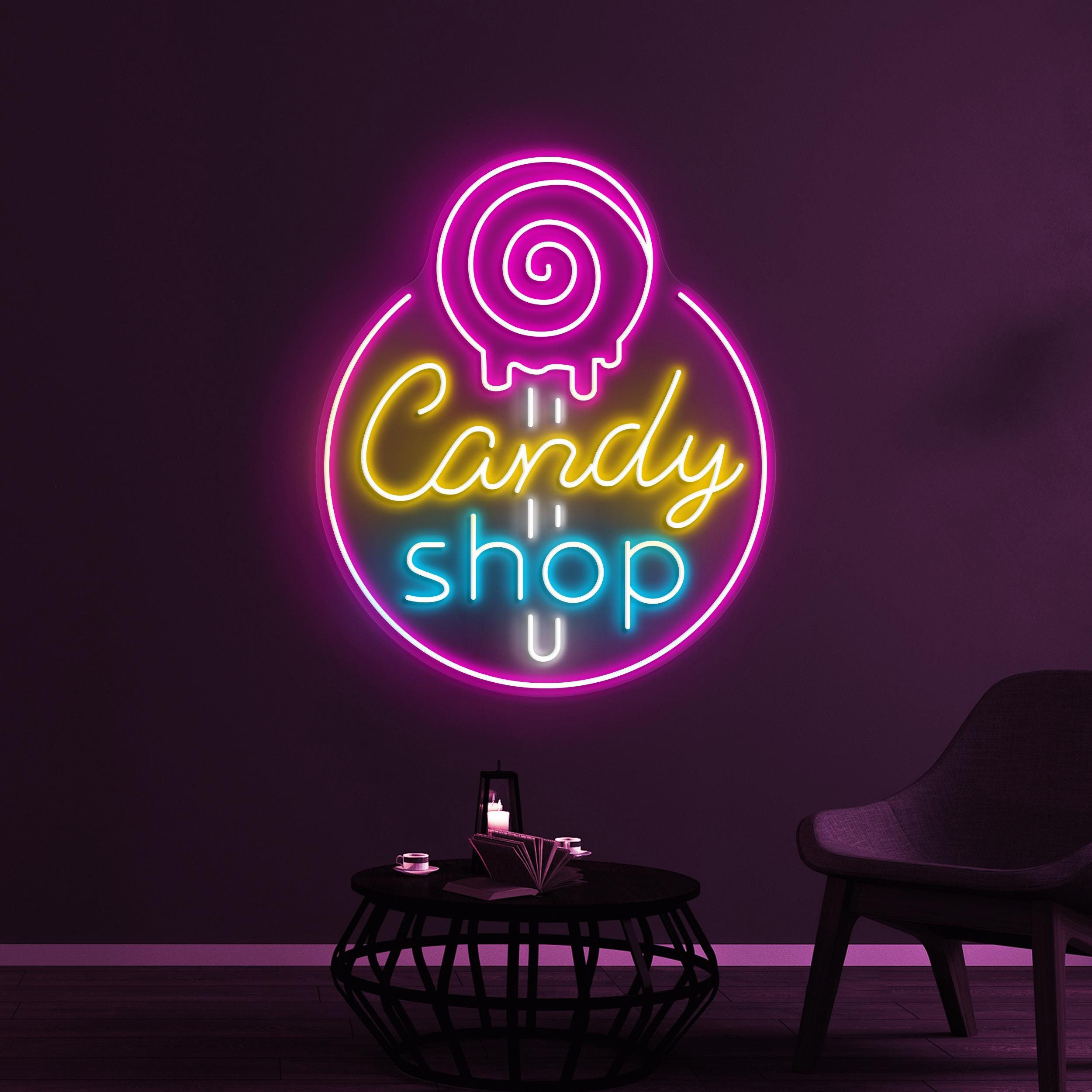 Candy Shop Neon Sign, Candy Shop LED Sign, Lollipop Candy Wall Decor, Candy Shop Logo Sign, Dessert Shop Art, Christmas Party Wall Decor