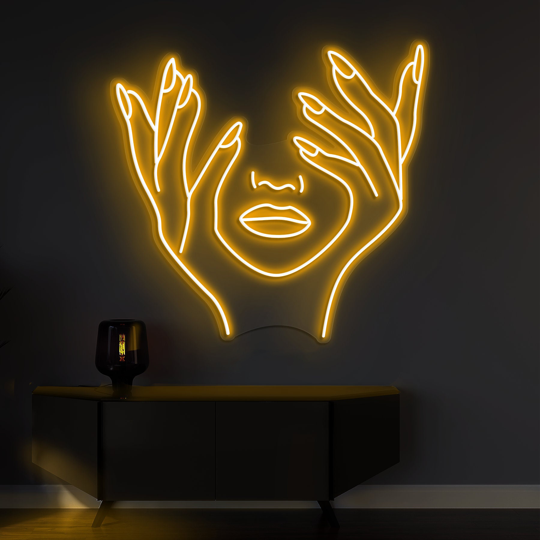 Face Abstract Neon Signs, Nail Art and Beauty Decor for Salons, Shops, and Rooms, Light Up Signs for Makeup Rooms and Party Decorations,Gift