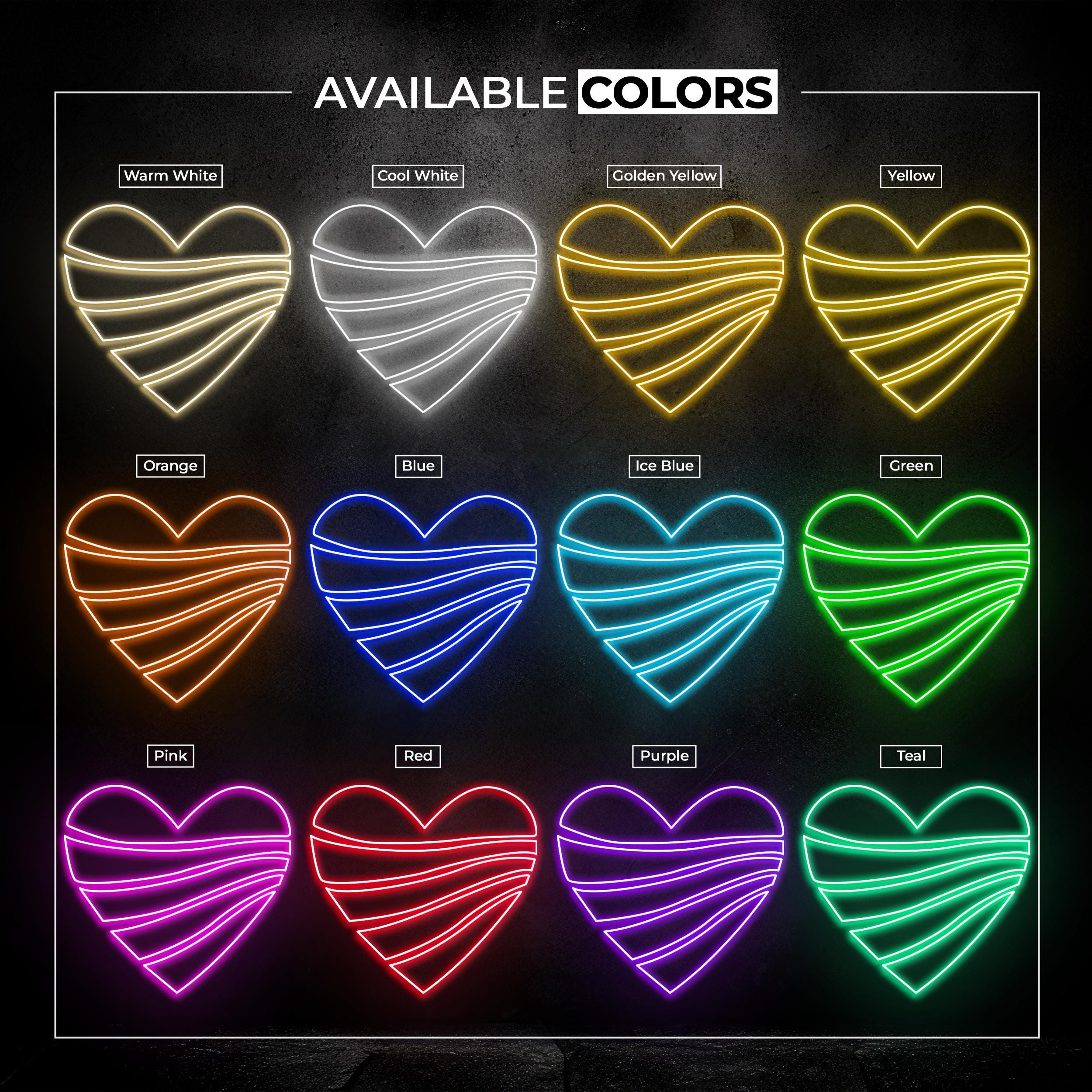 Heart Neon Sign, Heart LED Light, Love Waves Wall Decor, Couple Room Wall Art, Romantic Couple Gift, Heart Pieces Neon Light, Wedding Decor