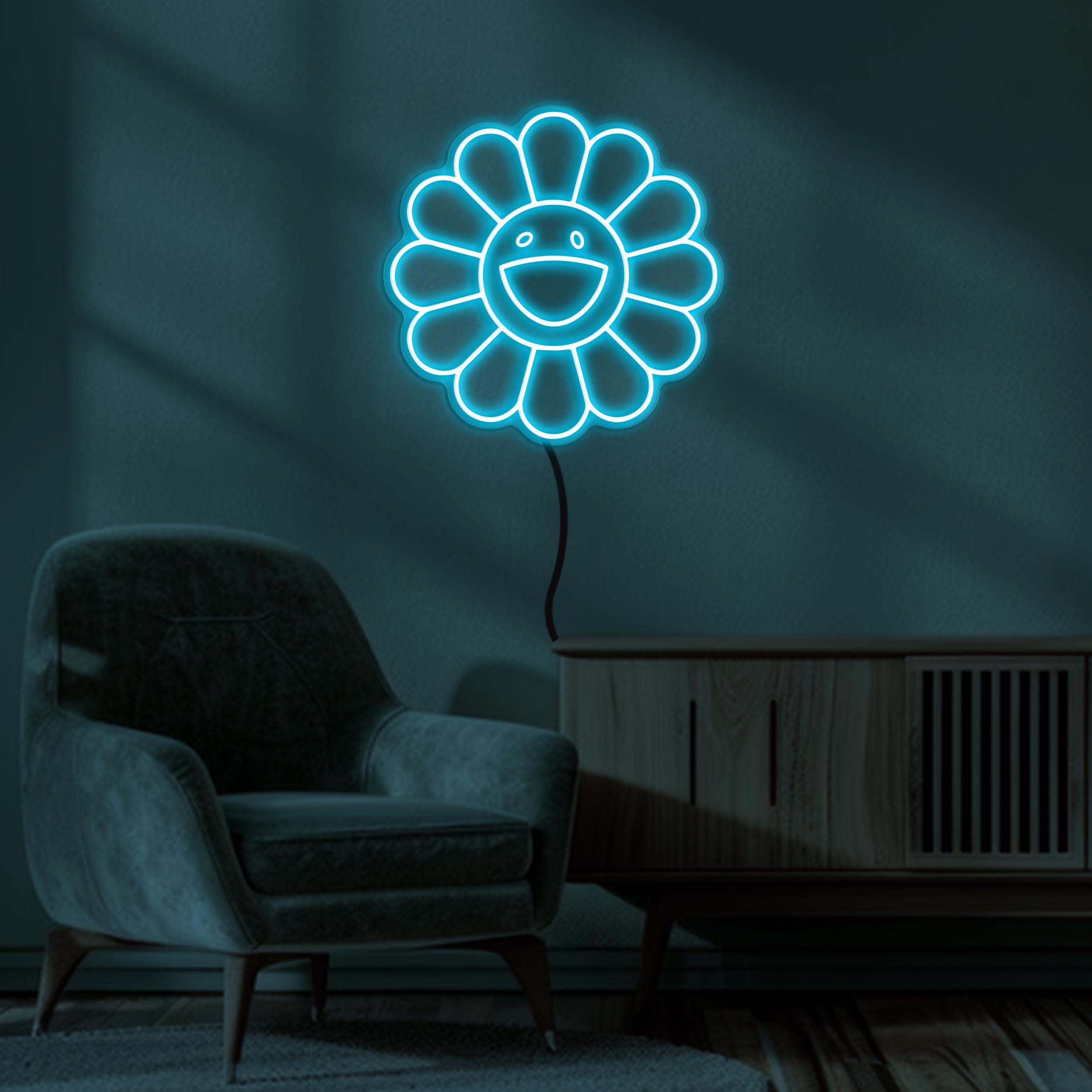 Sunflower Neon Sign, Smiley Flower LED Light, Sunflower LED Neon Art, Happy Flower Wall Art, Decor for Home, Kids Room, Flower Shop & Party