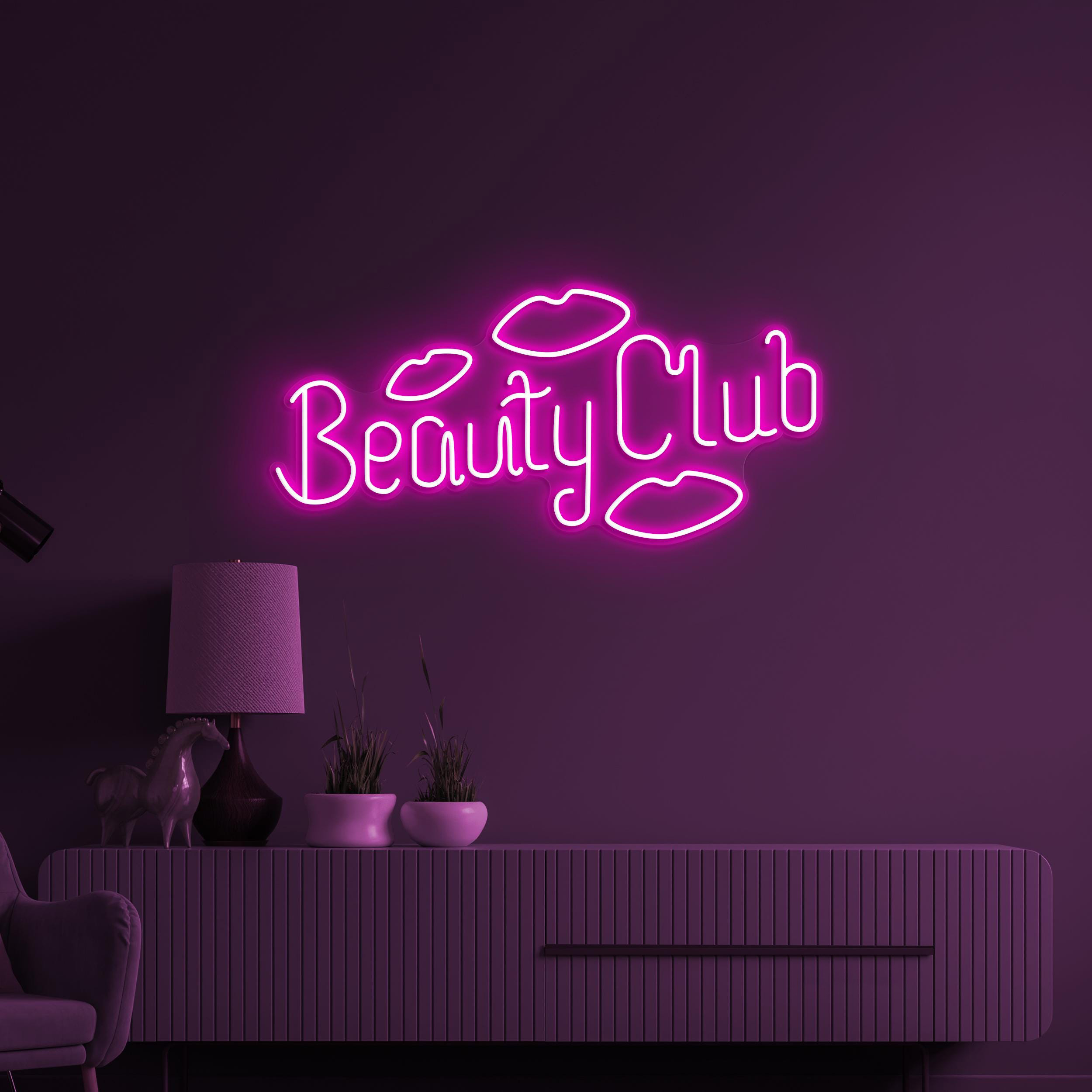 Beauty Club Neon Sign, Beauty Club LED Light, Beauty Salon Wall Decor, Romantic Wall Art, Girls Room Neon Sign, Personalized Gift for Girls