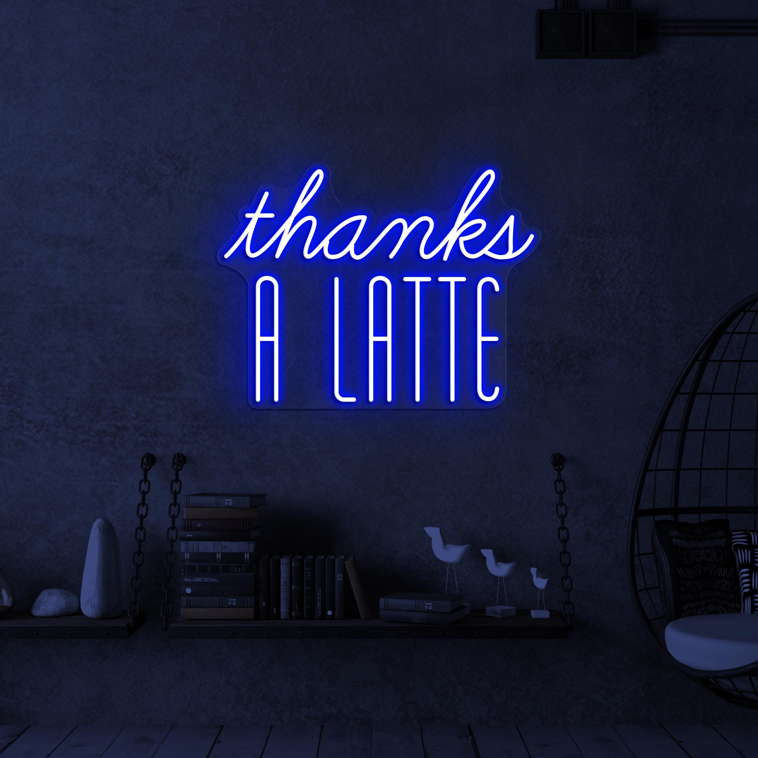 Thanks a Latte Neon Sign, Thanks a Latte LED Light, Coffee Shop Wall Art, Custom Neon Sign, Food Shop Neon Light, Restaurant Wall Decor