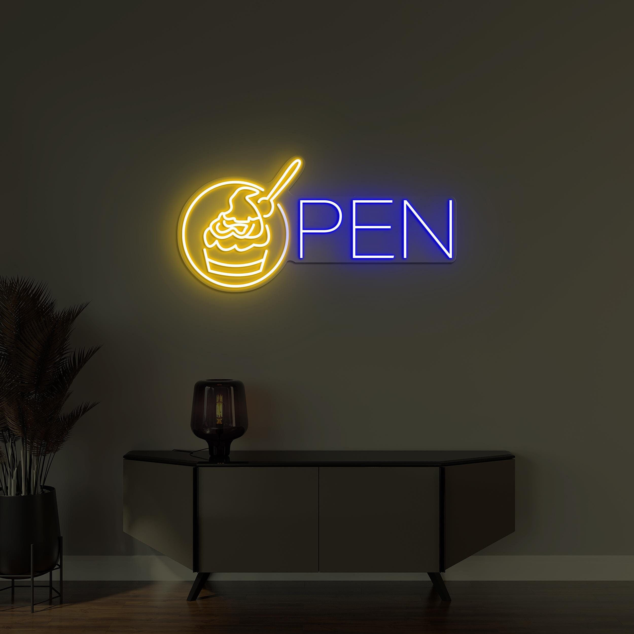 Cupcake Open Neon Sign, Cupcake Open LED Light, Cake Shop Wall Art, Business Logo Sign, Sweet Shop Neon Art, Dessert Shop Decor, Custom Sign