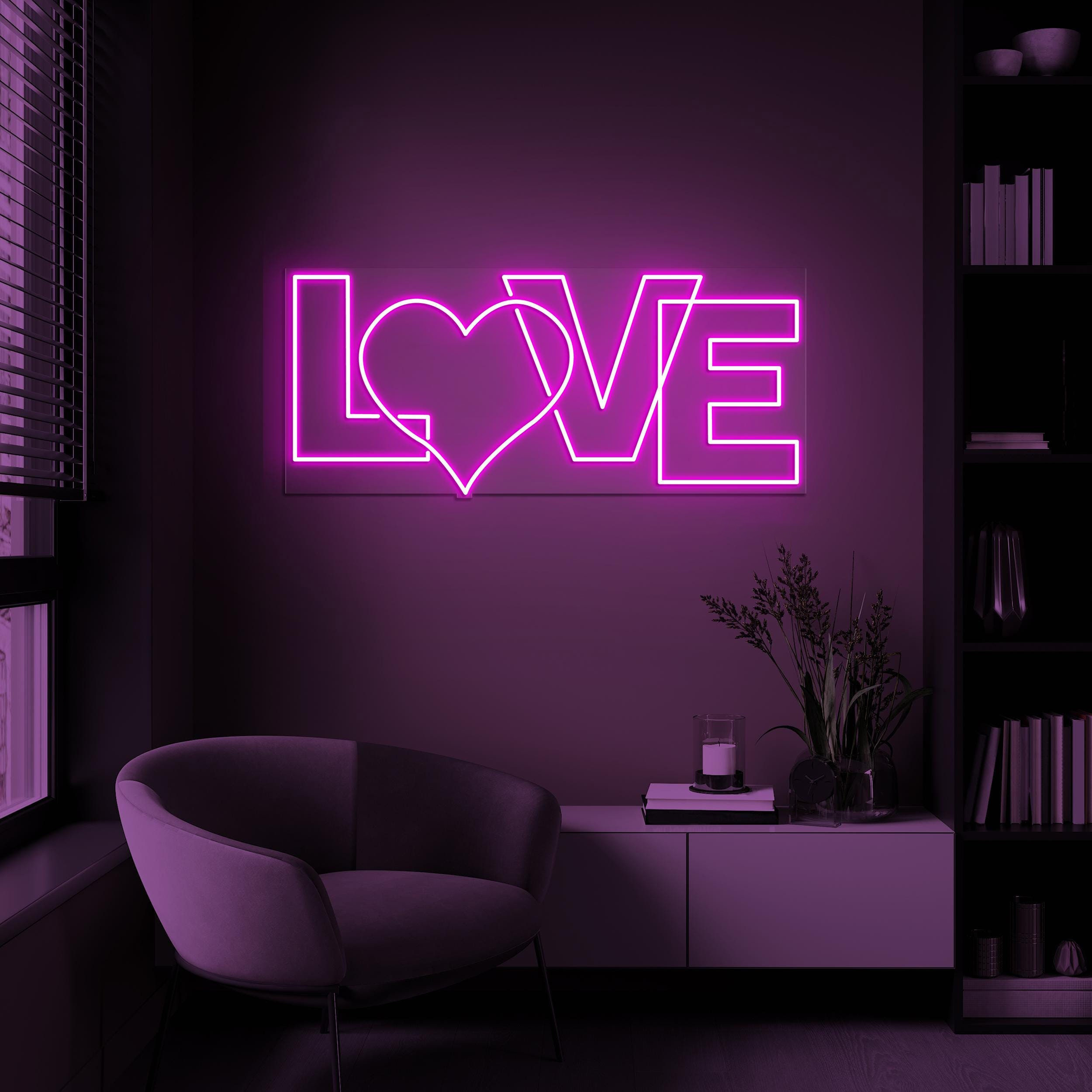 Love Neon Sign, Love LED Light, Heart Wall Decor, Romantic Home Decor, Wedding Decor, Engagement Wall Art, Party Decoration, Gift For Couple