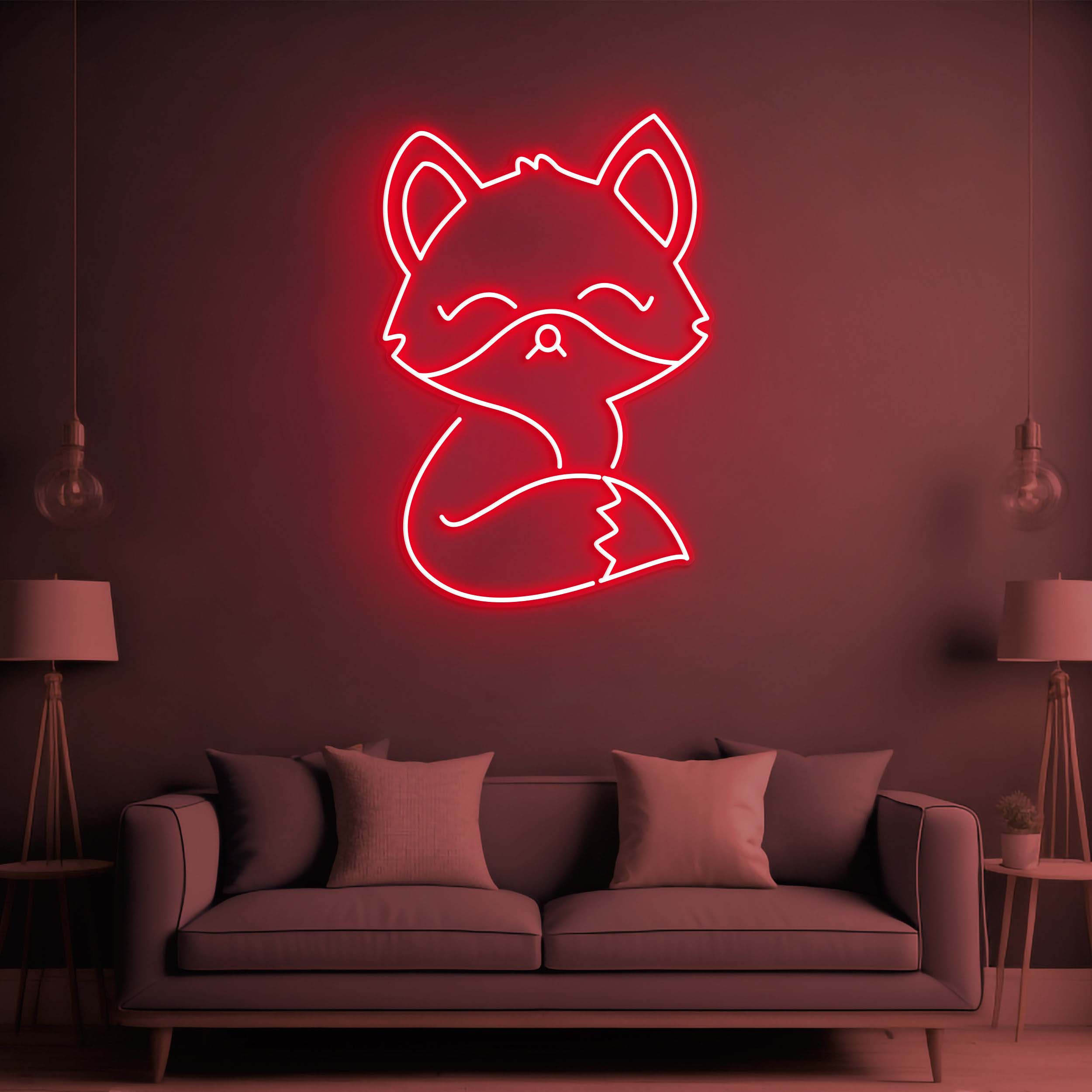 Fox LED Neon Sign, Fox Neon Light, Wall Decor for Fox Lovers, Anime Fox Theme Neon Sign for Kids' Rooms, Fox Wall Art and Room Decoration