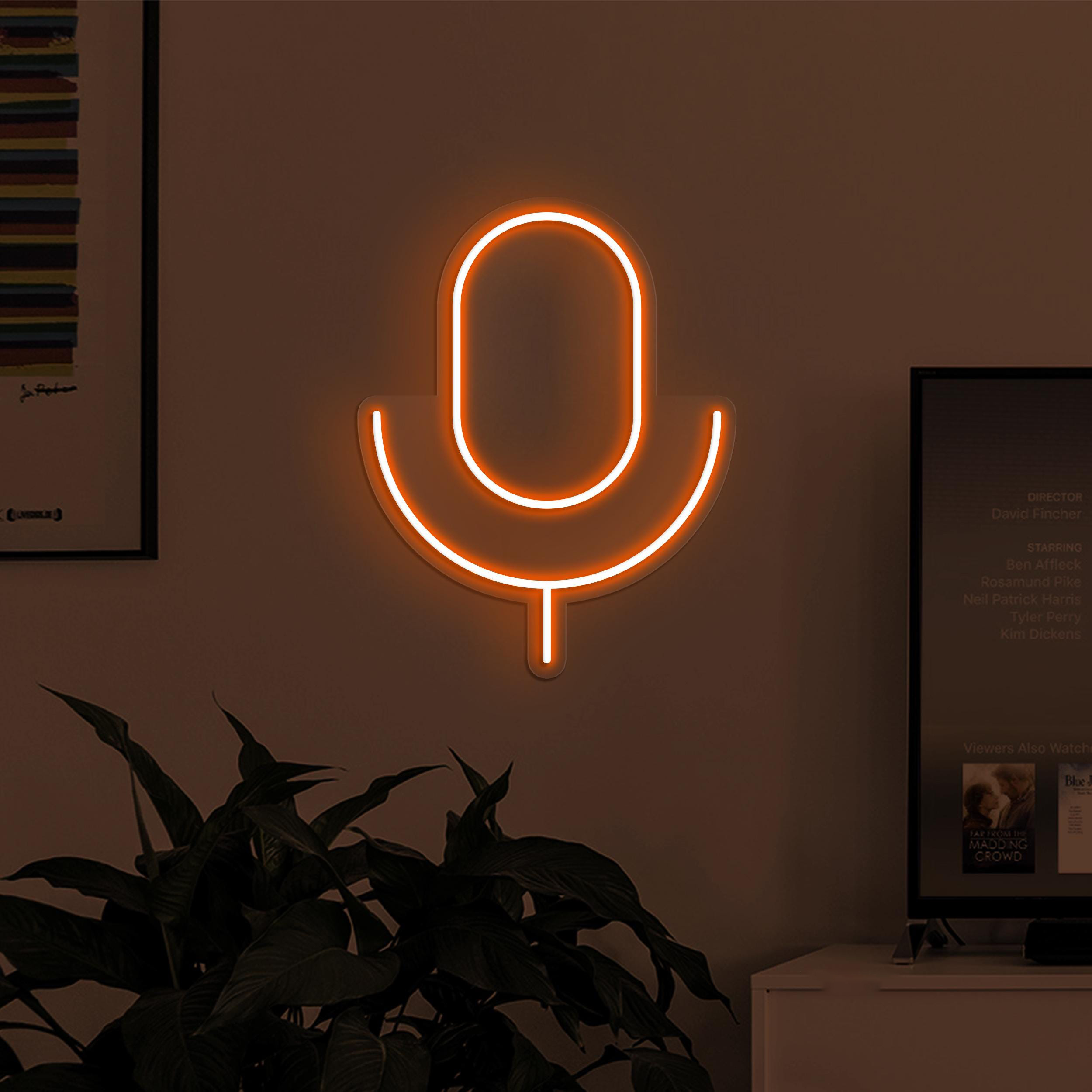Microphone Neon Sign, Microphone LED Light, Podcast Wall Art, Music Room Wall Decor, Podcast LED Light, Neon Signs for Recording Studios