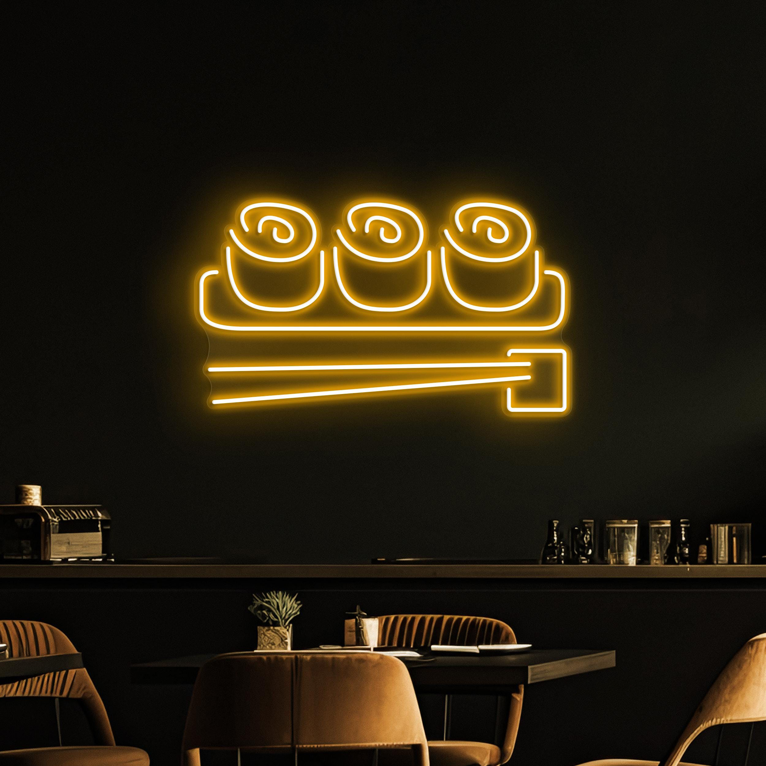 Sushi Neon Sign, Sushi LED Light, Japanese Food Wall Decor, Kawaii Food Wall Art, Japanese Restaurant Neon Light, Cafe and Bar Neon Decor
