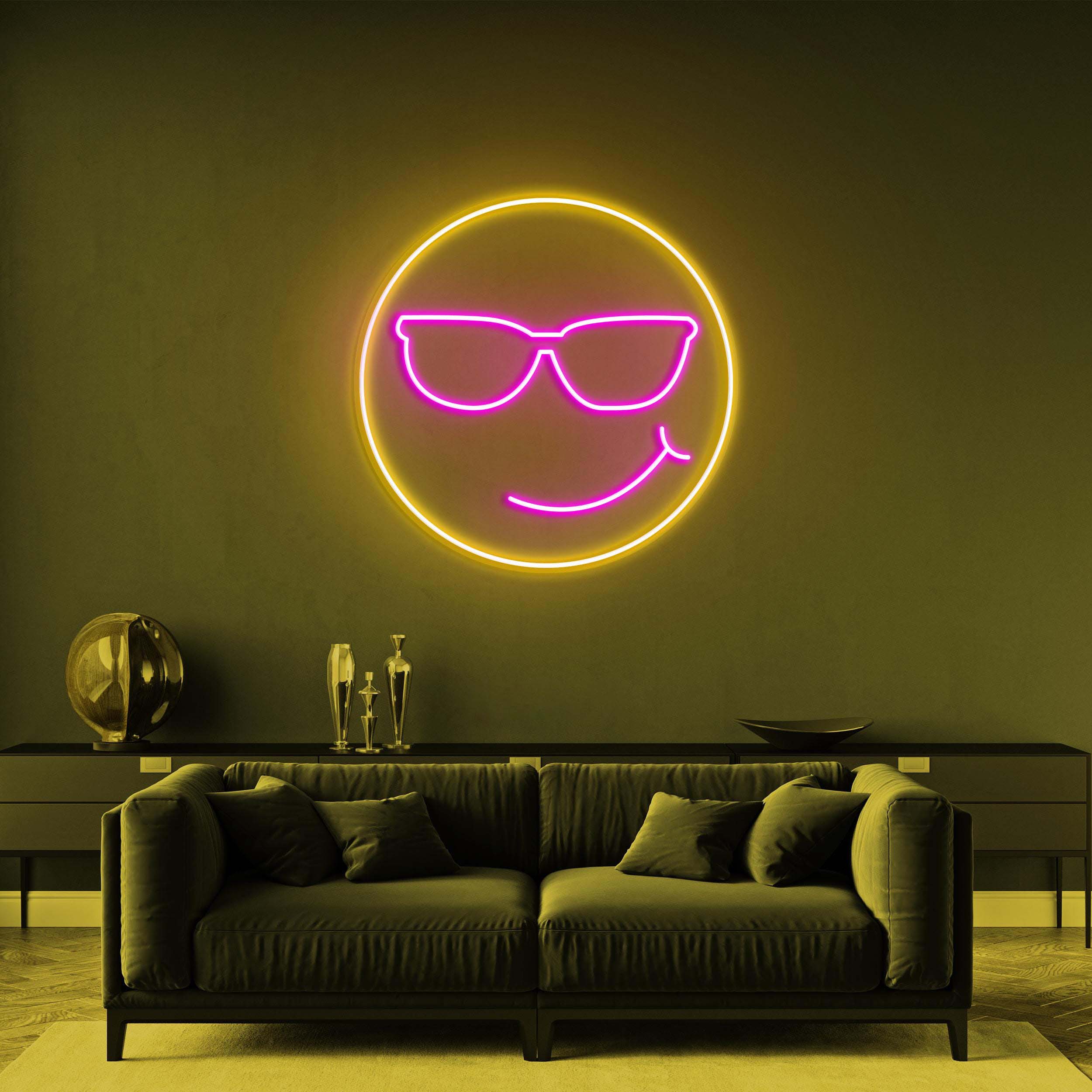 Smiley Face Neon Sign, Smiley Face With Glasses LED Light, Smiley Face LED Neon Art, Decor for Kids Room, Wedding & Birthday Party, Gift