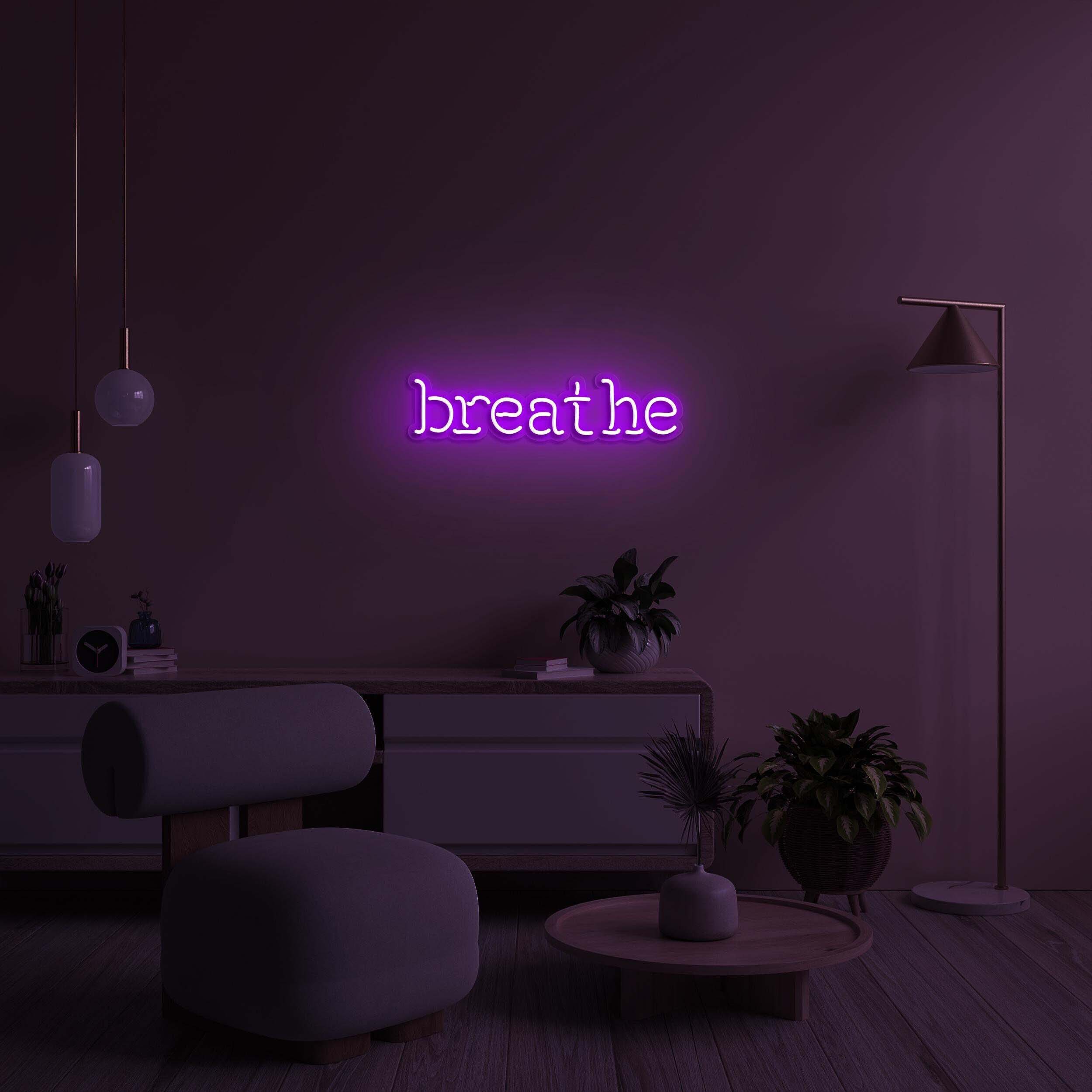 Breathe Neon Sign, Breathe LED Light, Motivational Wall Art, Breathe Wall Art, Decor for Yoga and Pilates Classroom, Gym, Meditation Area