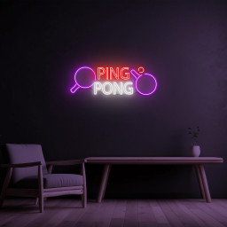 Ping Pong Neon Sign, Ping Pong LED Light, Ping Pong Paddle & Ball Wall Decor, Table Tennis Racket Art, Tennis Lover Gift, Gaming Club Sign