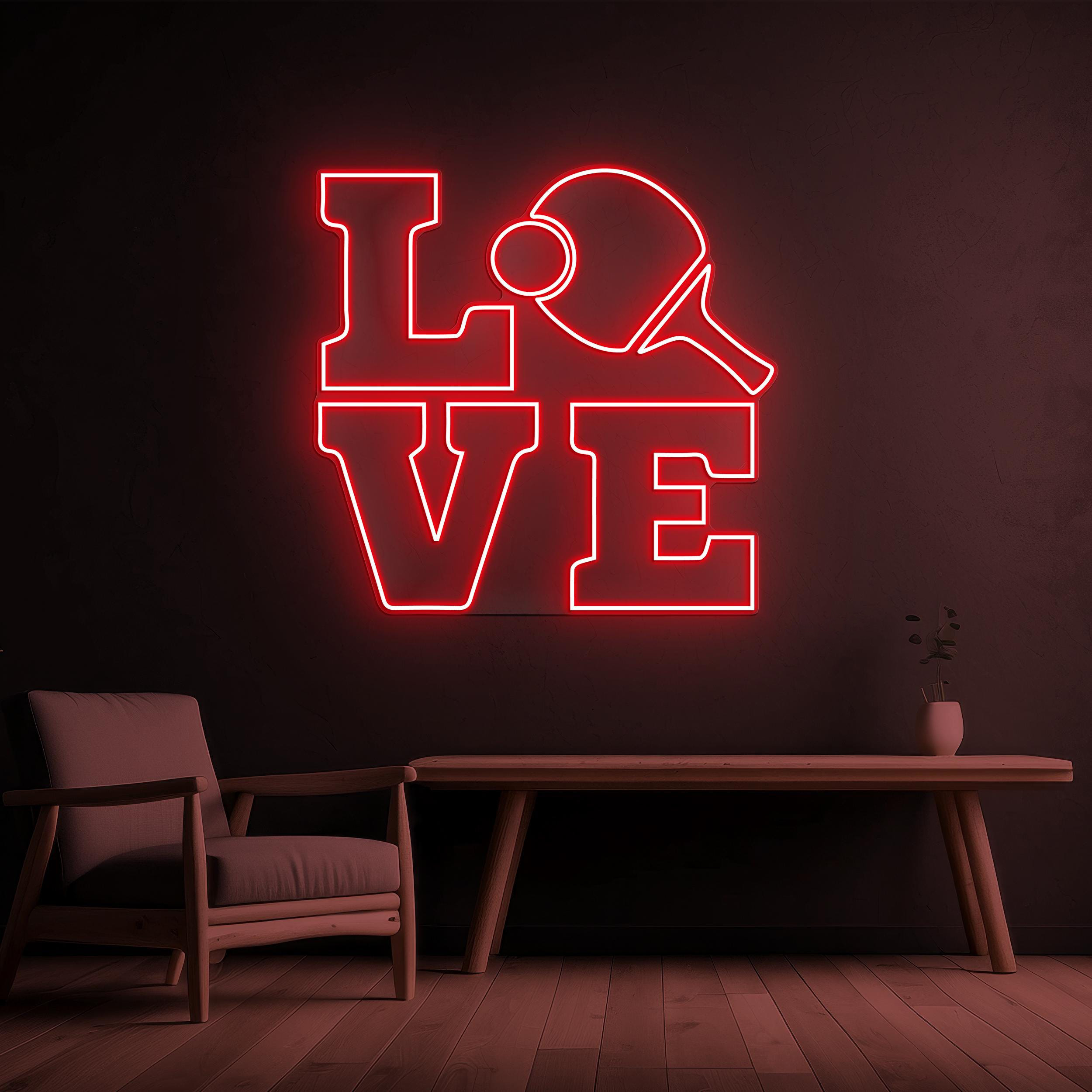 Love Ping Pong Neon Sign, Love Ping Pong LED Light, Ping Pong Paddle Ball Wall Art, Sports Club Decor, Table Tennis Decor, Tennis Lover Gift