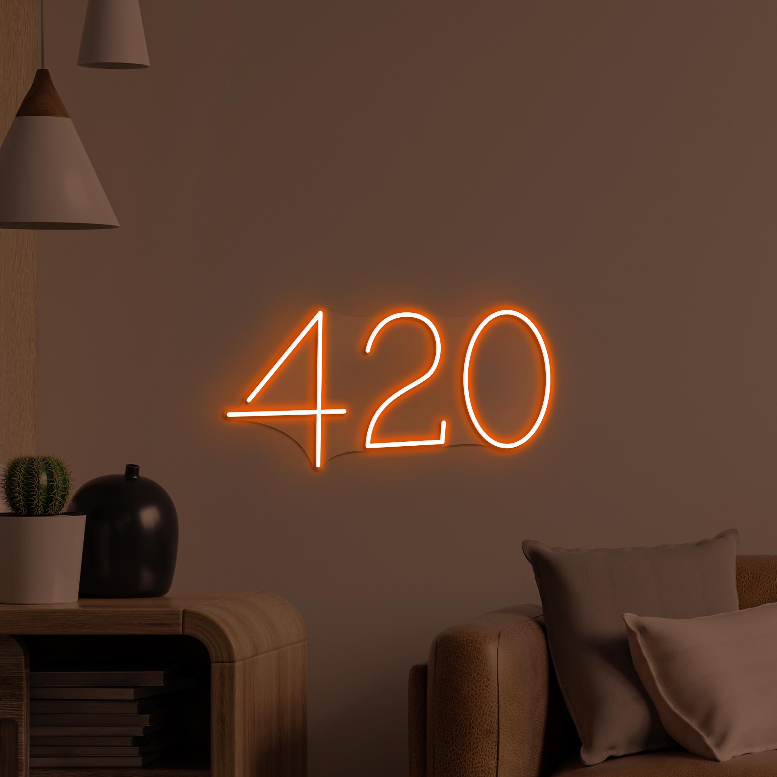 420 Neon Sign, 420 LED Light, Marijuana Wall Art, Smoke Shop Wall Decor, Dorm Room Neon Light, Cafe & Bar Restaurant Decor, Weed 420 Light