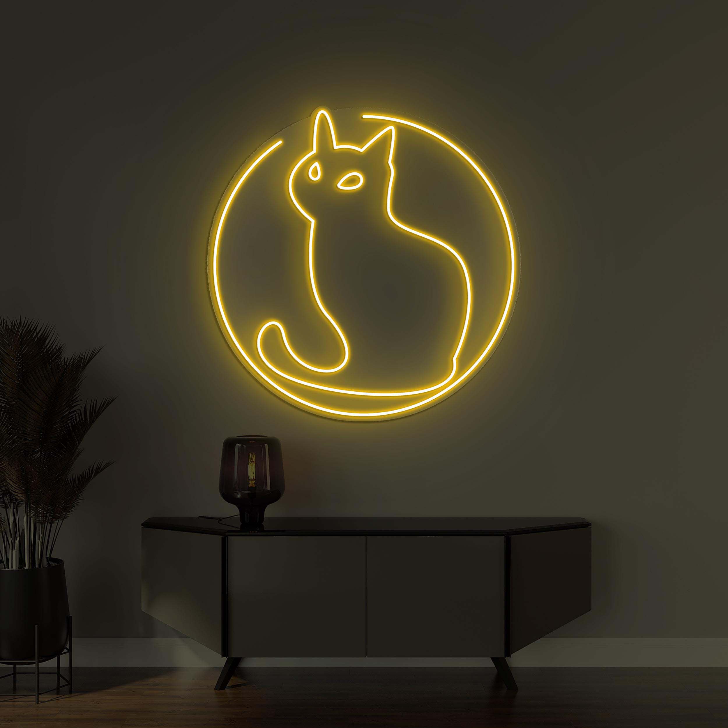 Cat On Moon Neon Sign, Cat On Moon LED Light, Animal Shop Decor, Kids Room Wall Art, Cute Wall Decor, Cat Lovers Gift, Home Wall Decor