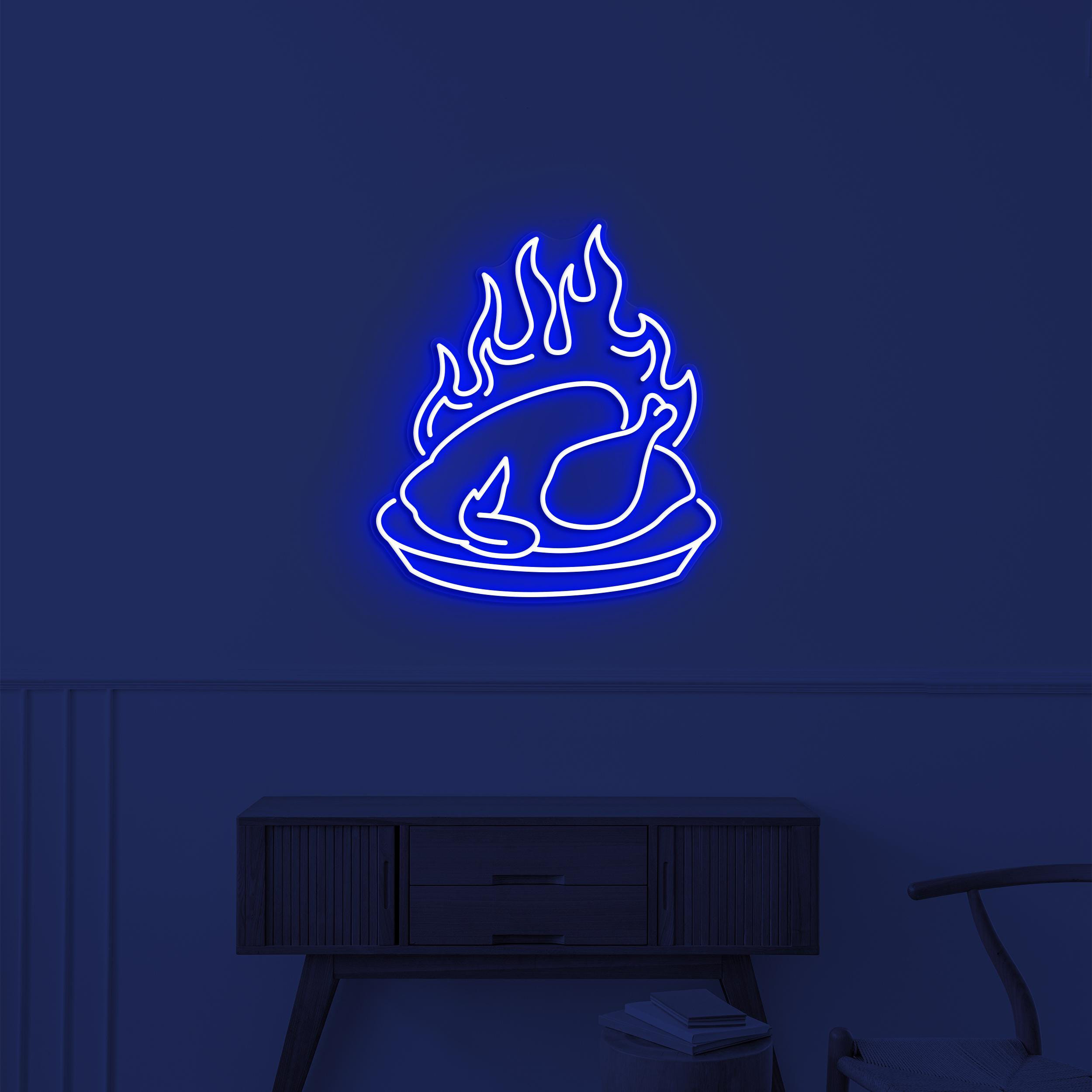 Flaming Chicken Neon Sign, Flaming Chicken LED Light, Restaurant Wall Decor, Chicken Shop Wall Art, Chicken Neon Sign, Roast Chicken Sign